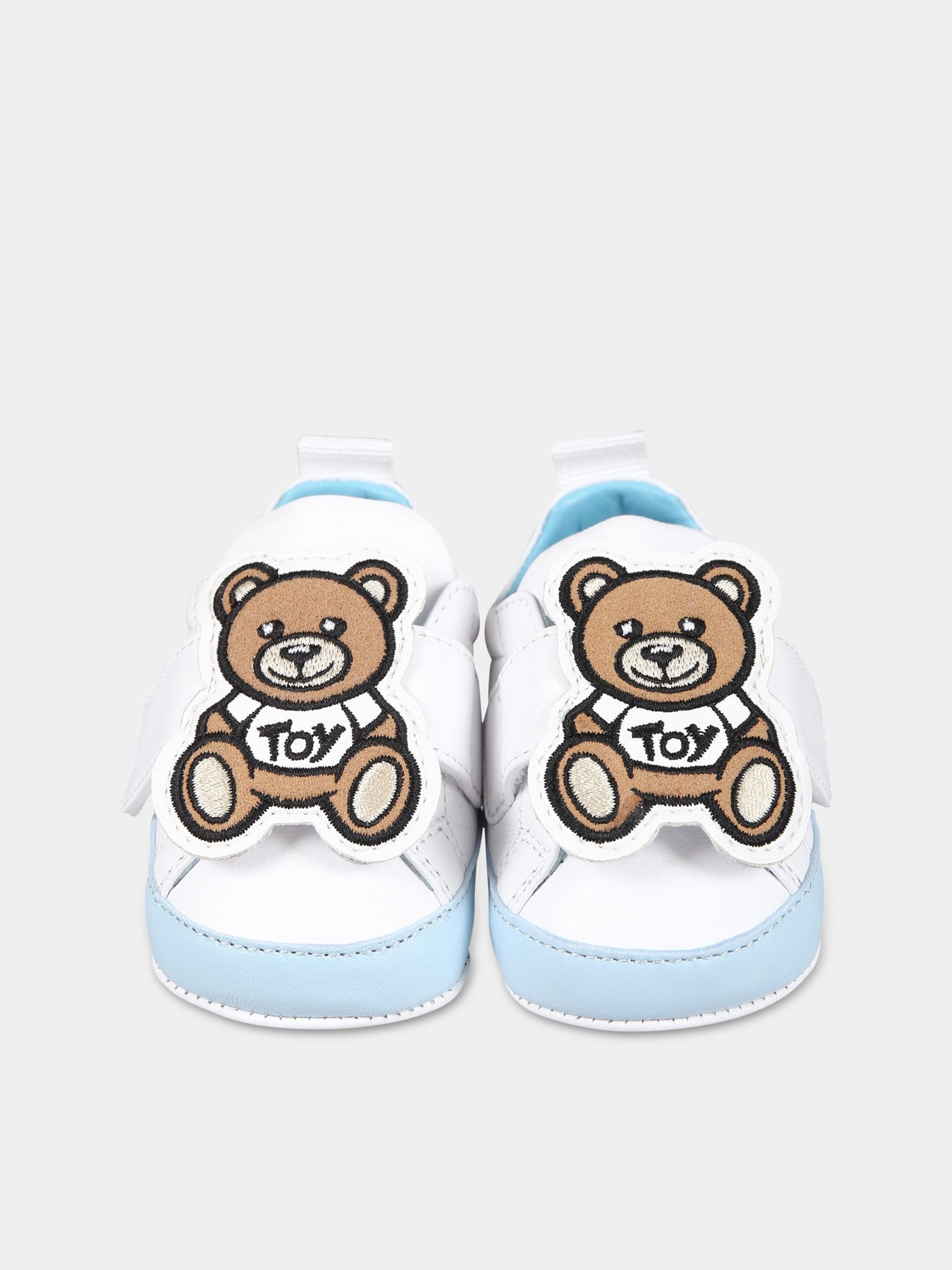 Sneakers bianche per neonato con logo e Teddy Bear,Moschino Kids,74270 2