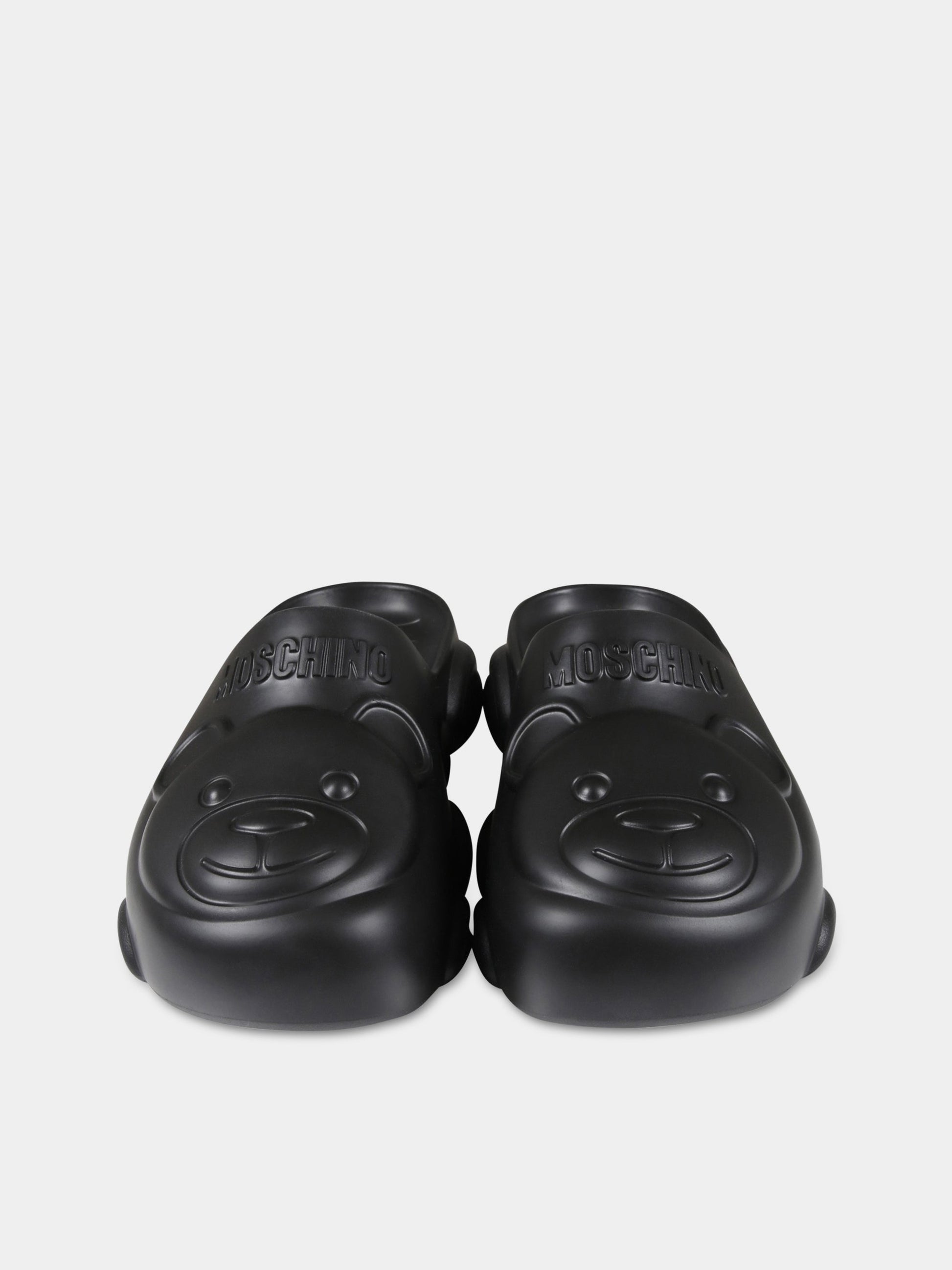Sandali neri per bambini con logo e Teddy Bear,Moschino Kids,74496 1