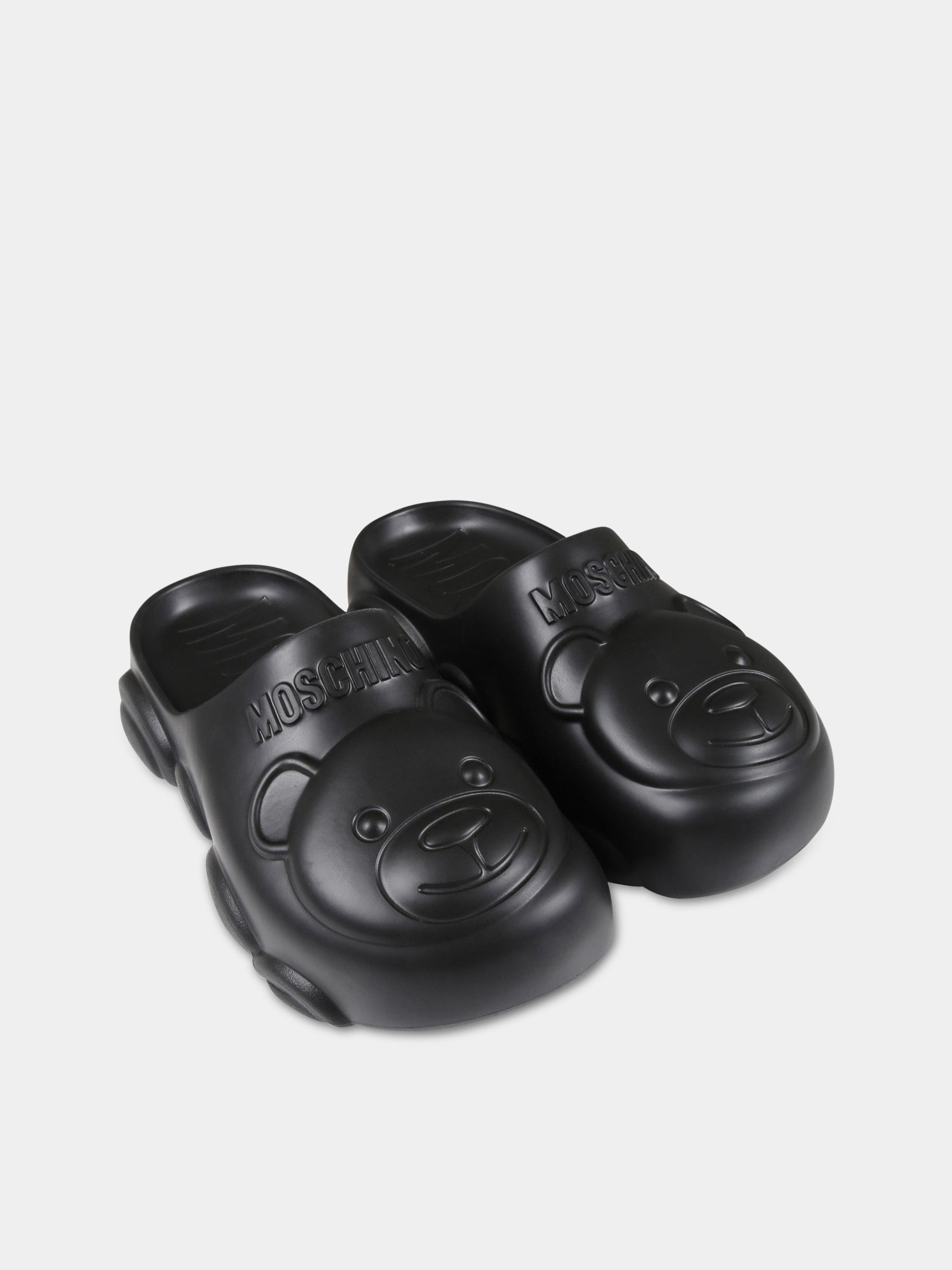 Sandali neri per bambini con logo e Teddy Bear,Moschino Kids,74496 1