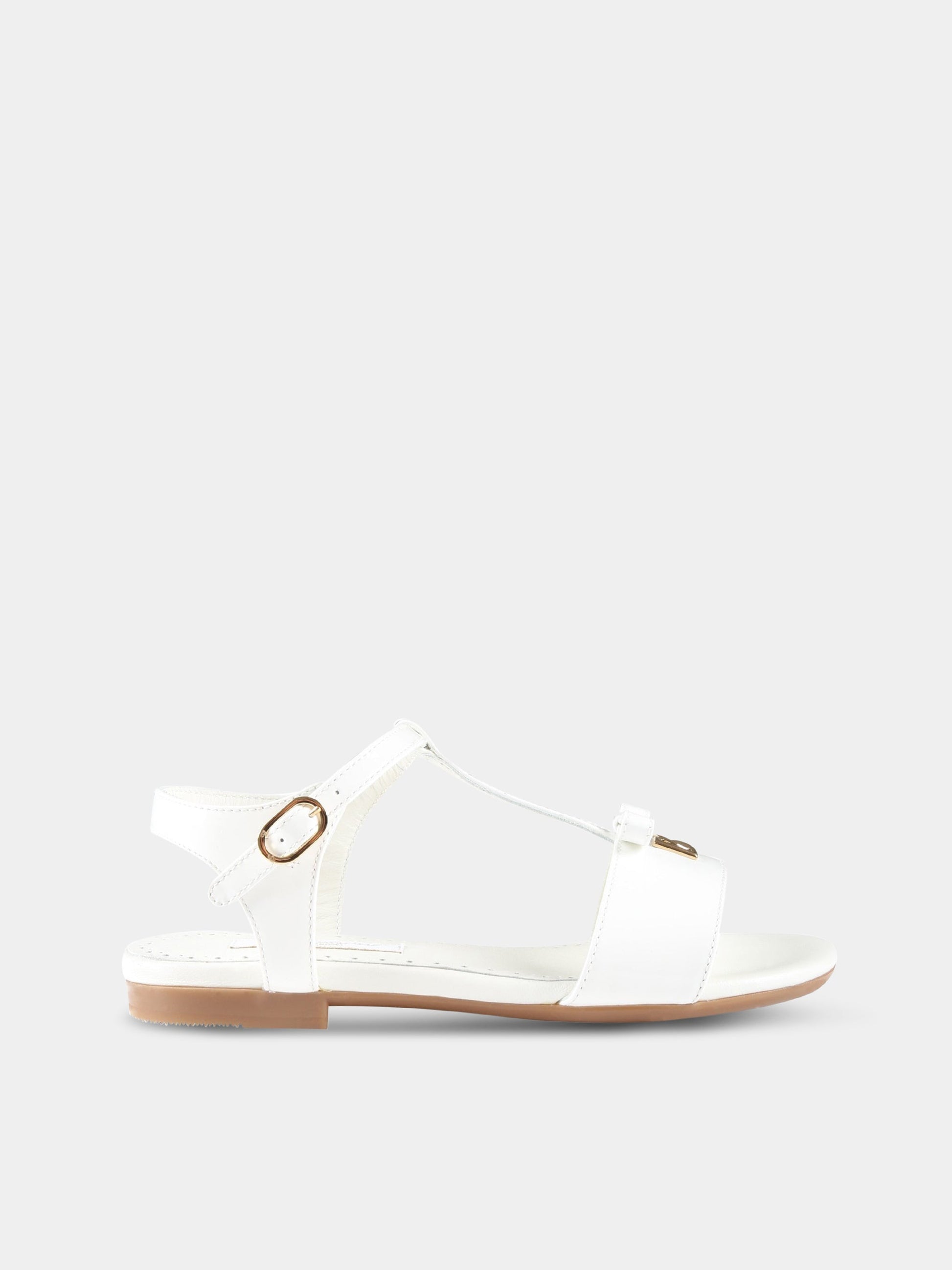 Sandali bianchi per bambina con logo,Dolce & Gabbana Kids,D11155 A1328 87682