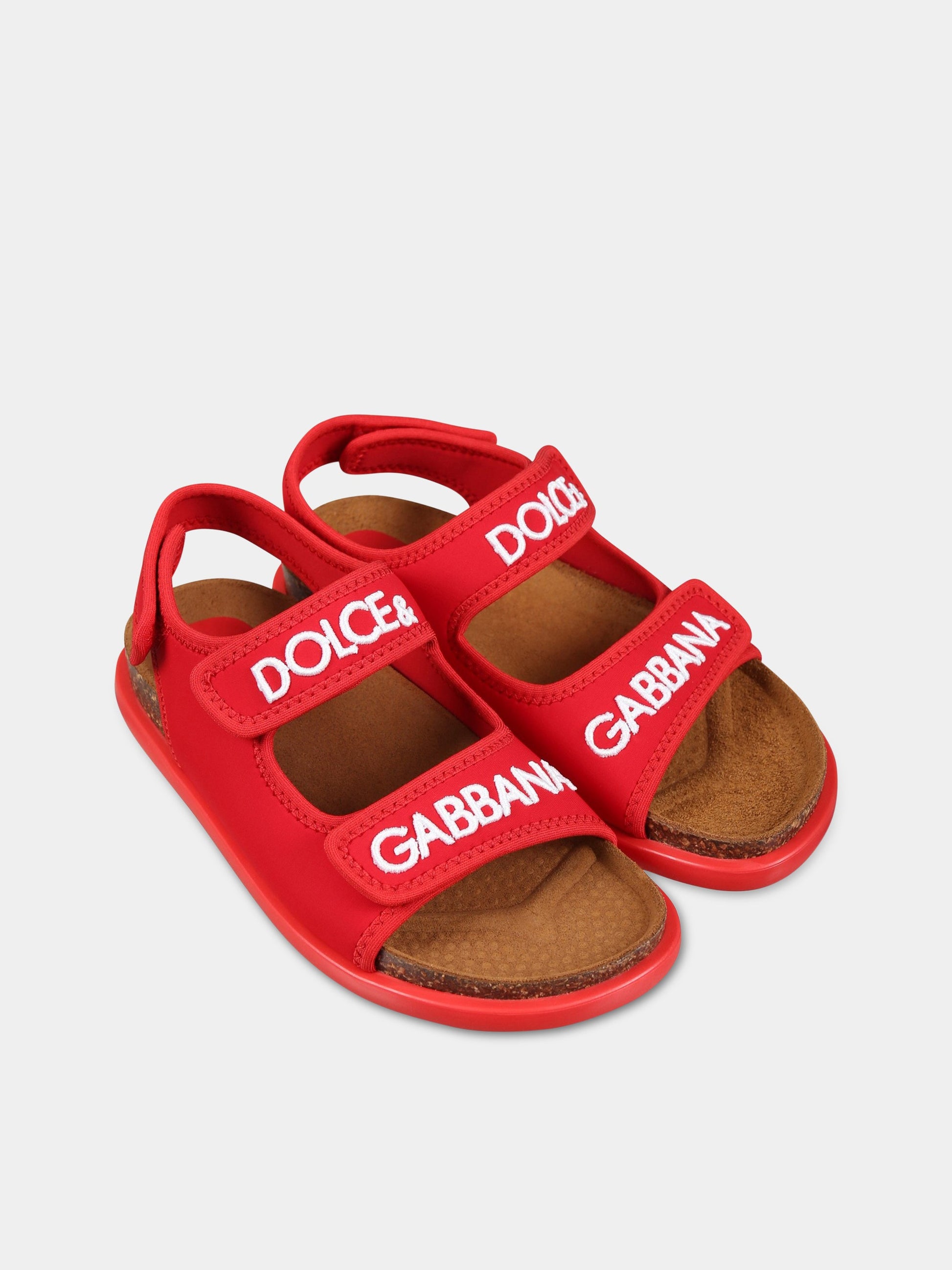 Sandali rossi per bambini con logo,Dolce & Gabbana Kids,DA5128 AQ687 80303
