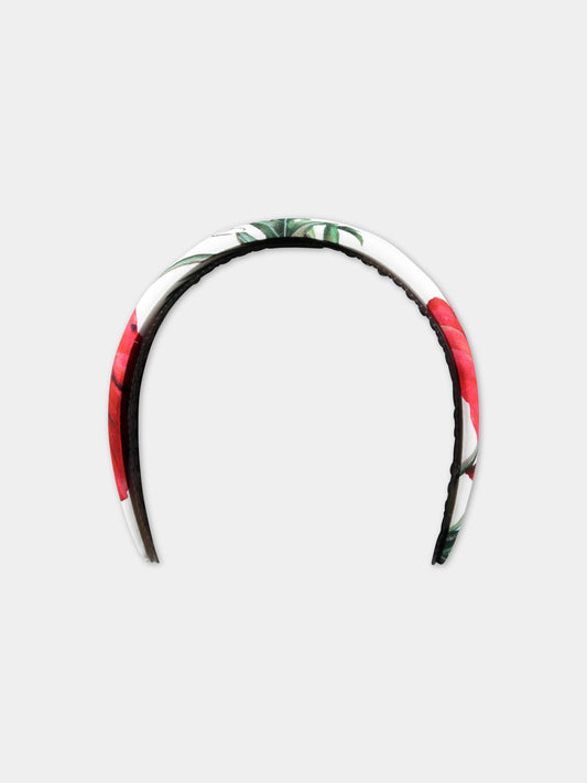 Cerchietto bianco per bambina con papaveri,Dolce & Gabbana Kids,LB3L54 HS5O1 HA3VN