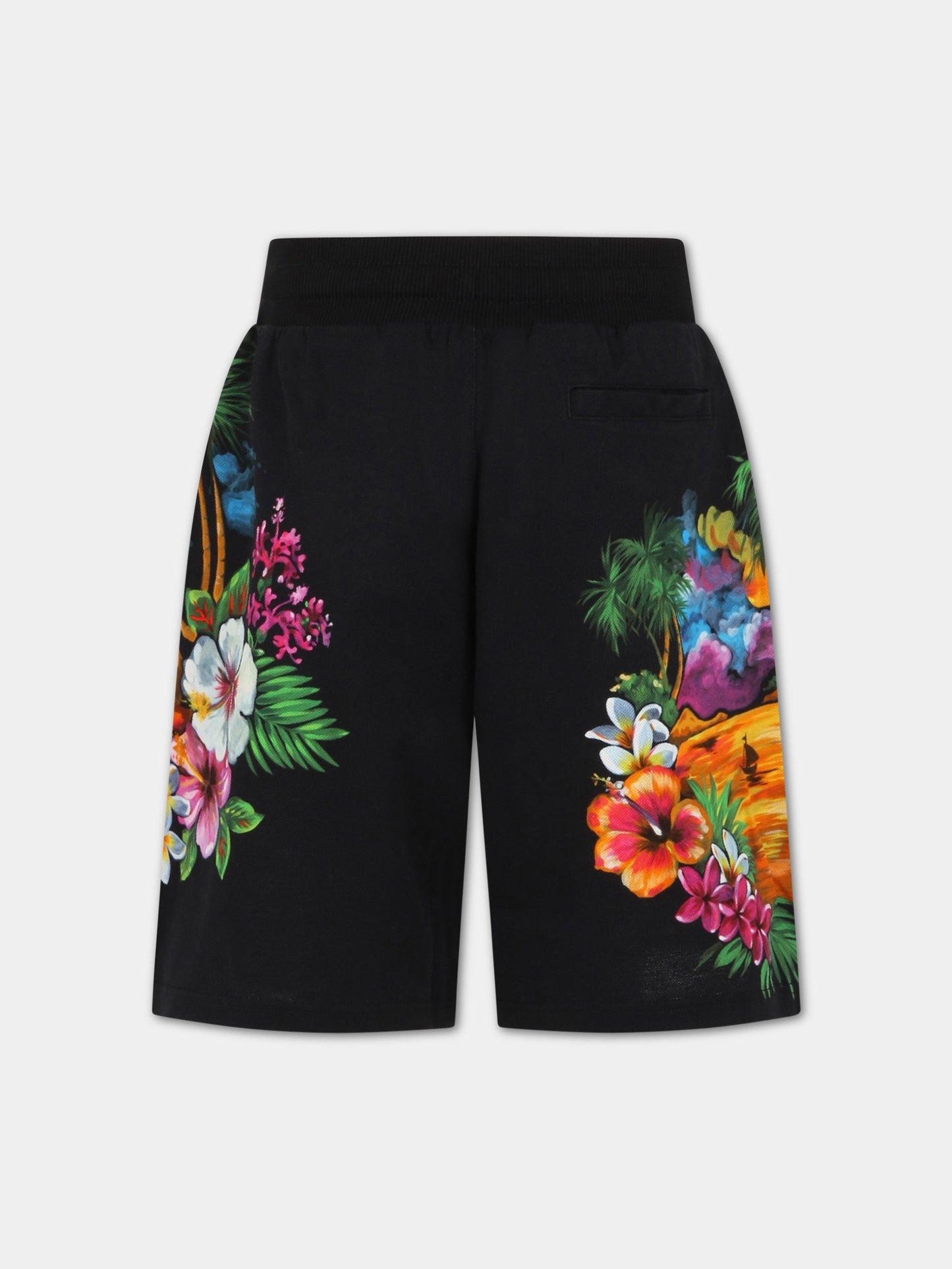 Bermuda nero per bambino con stampa all-over e logo,Dolce & Gabbana Kids,L4JQO1 G7H0V HH4JI