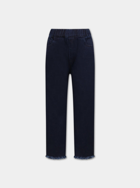 Jeans blu per bambina con patch logato,Marques Almeida,SS23CORETR0170DNM NAVY