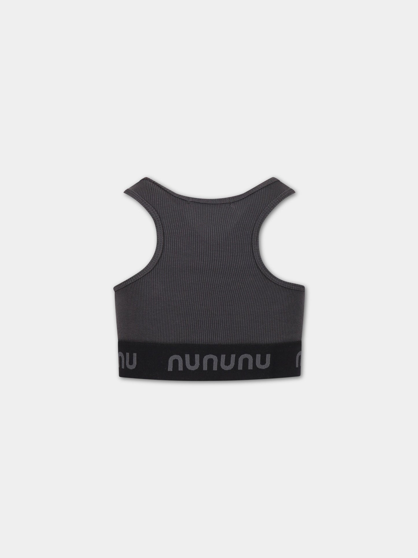 Top grigio per bambina con logo,Nununu,NUUN05