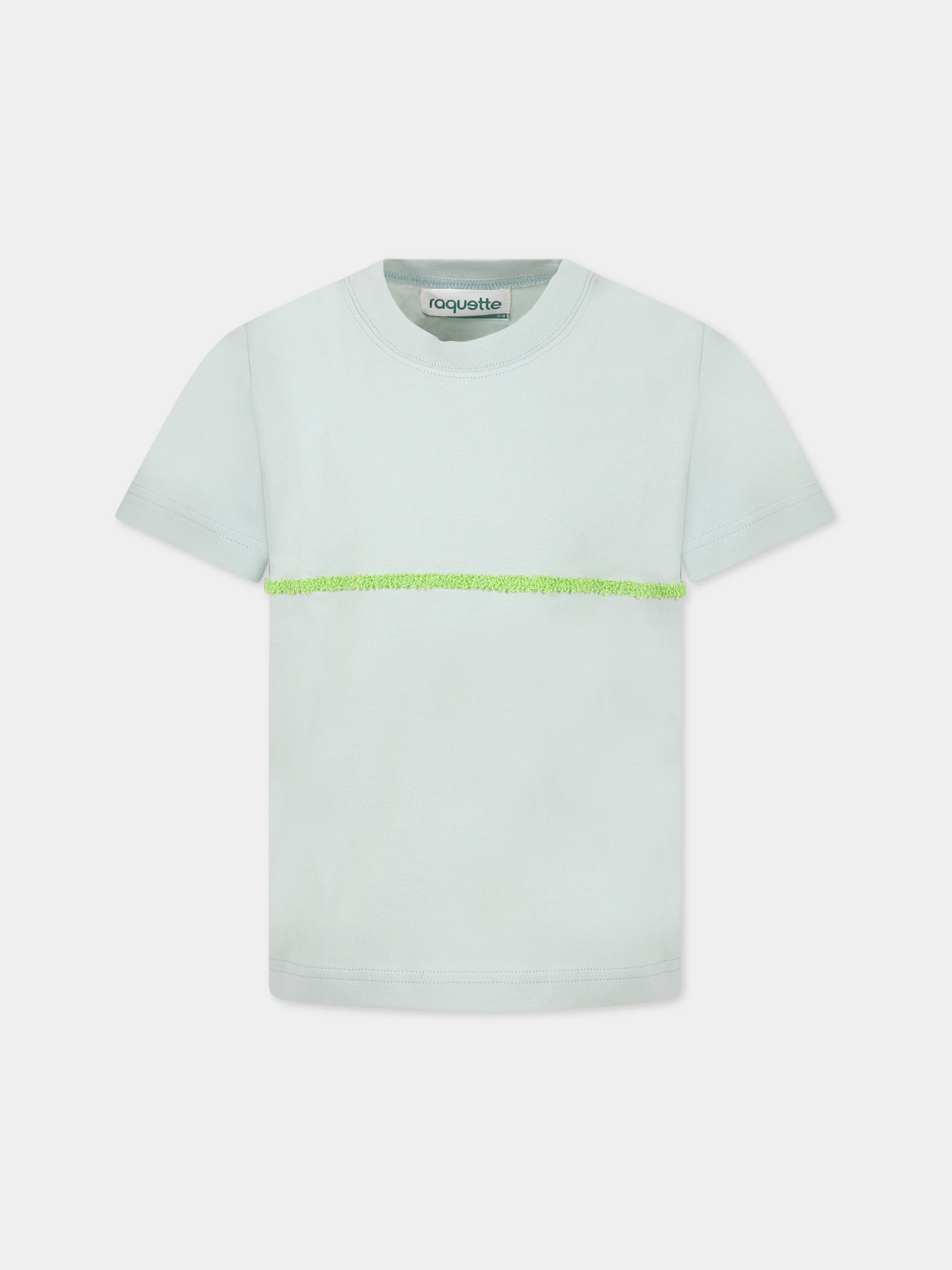 T-shirt celeste per bambini con dettagli verde,Raquette,BAT 001B 67