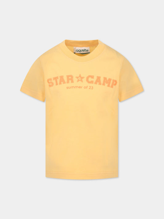 T-shirt arancione per bambini con scritta  Star camp ,Raquette,BAT 001D 65