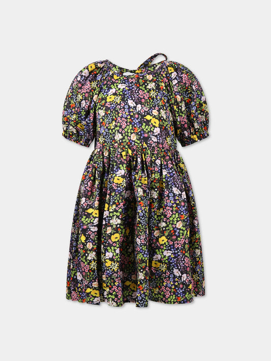 Vestito multicolor per bambina con stampa floreale e logo,Paade Mode,232500528