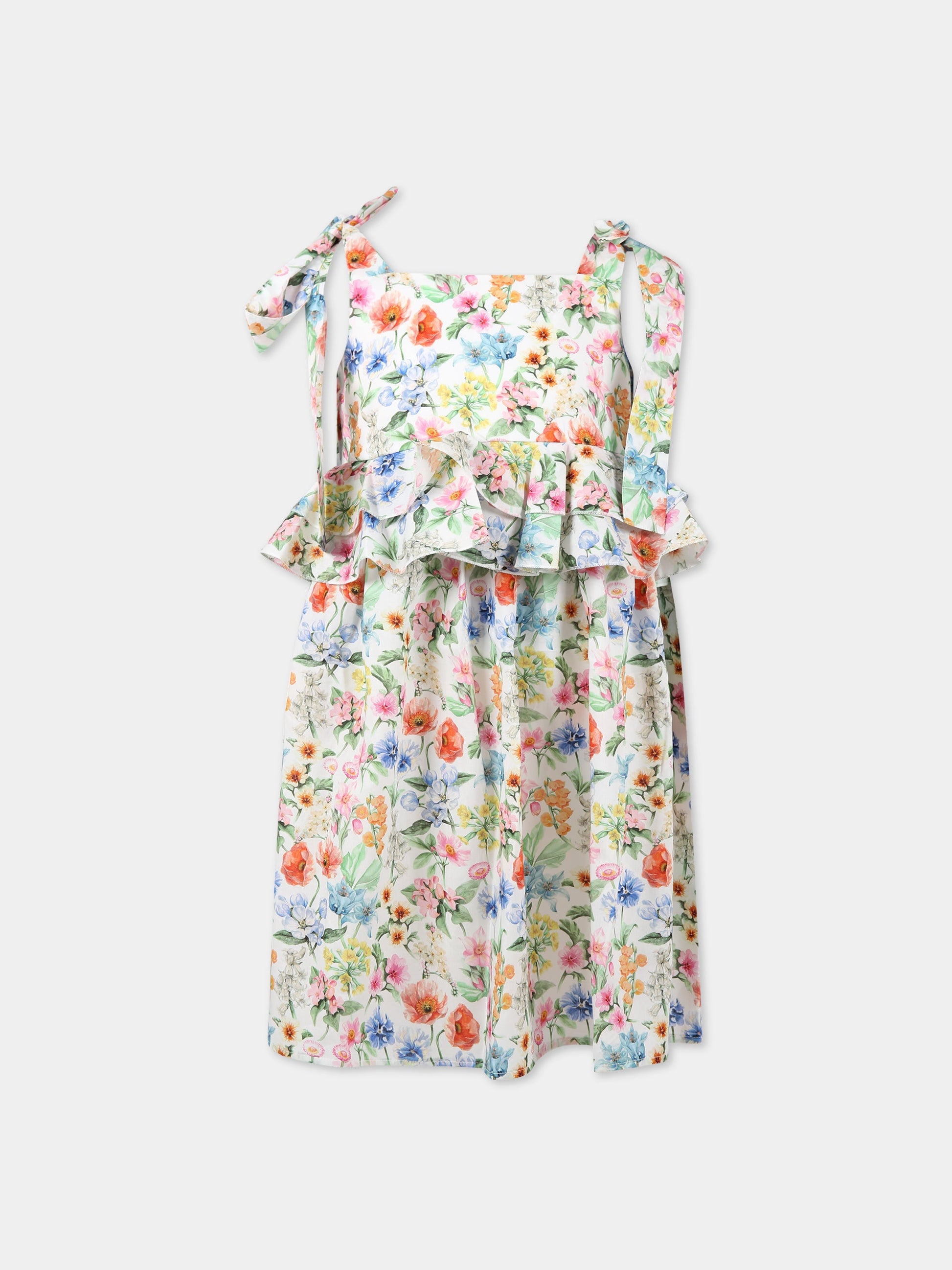 Vestito multicolor per bambina con stampa floreale,Paade Mode,232104619