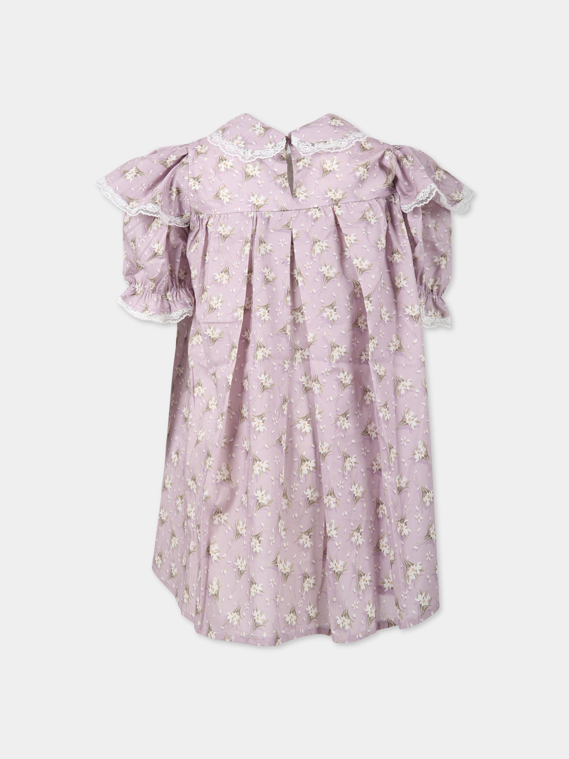 Vestito viola per bambina con stampa floreale,Paade Mode,232504120