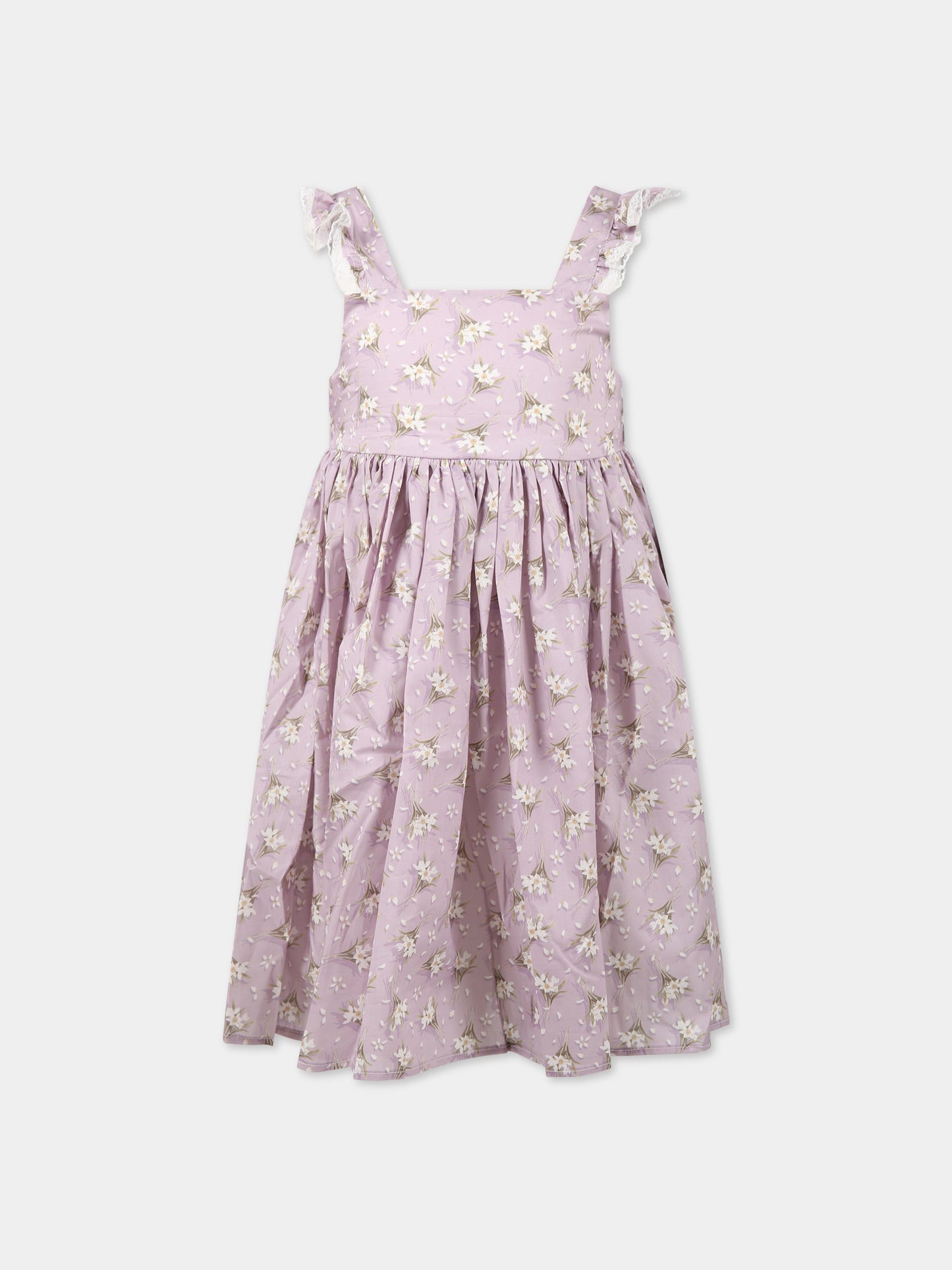 Vestito viola per bambina con stampa floreale,Paade Mode,232104420