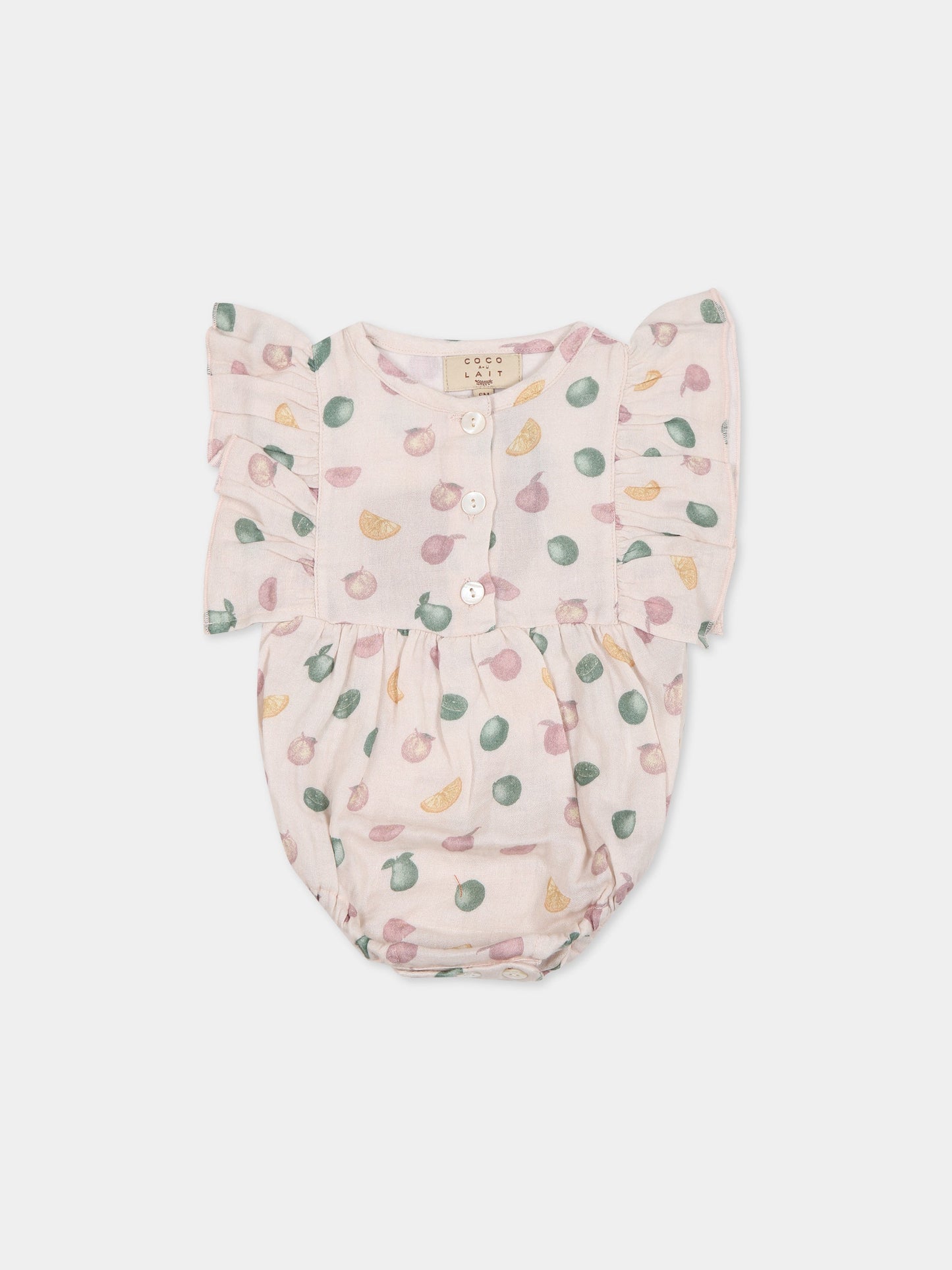 Pagliaccetto rosa per neonata con stampa frutta,Coco Au Lait,14COCO1034