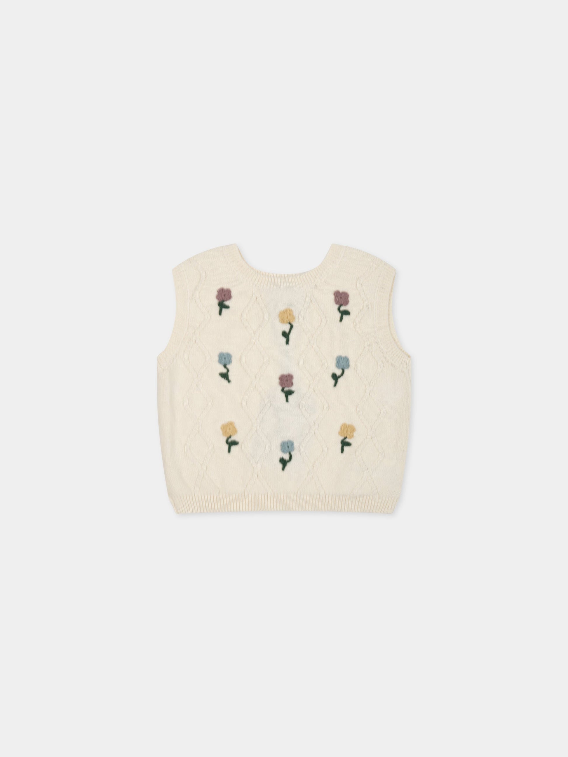 Gilet bianco per bambina con fiori,Coco Au Lait,14COCO11621