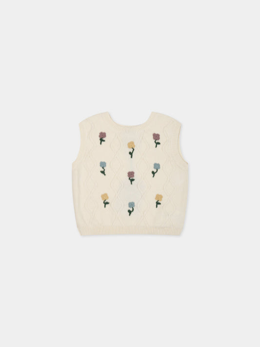 Gilet bianco per bambina con fiori,Coco Au Lait,14COCO11621
