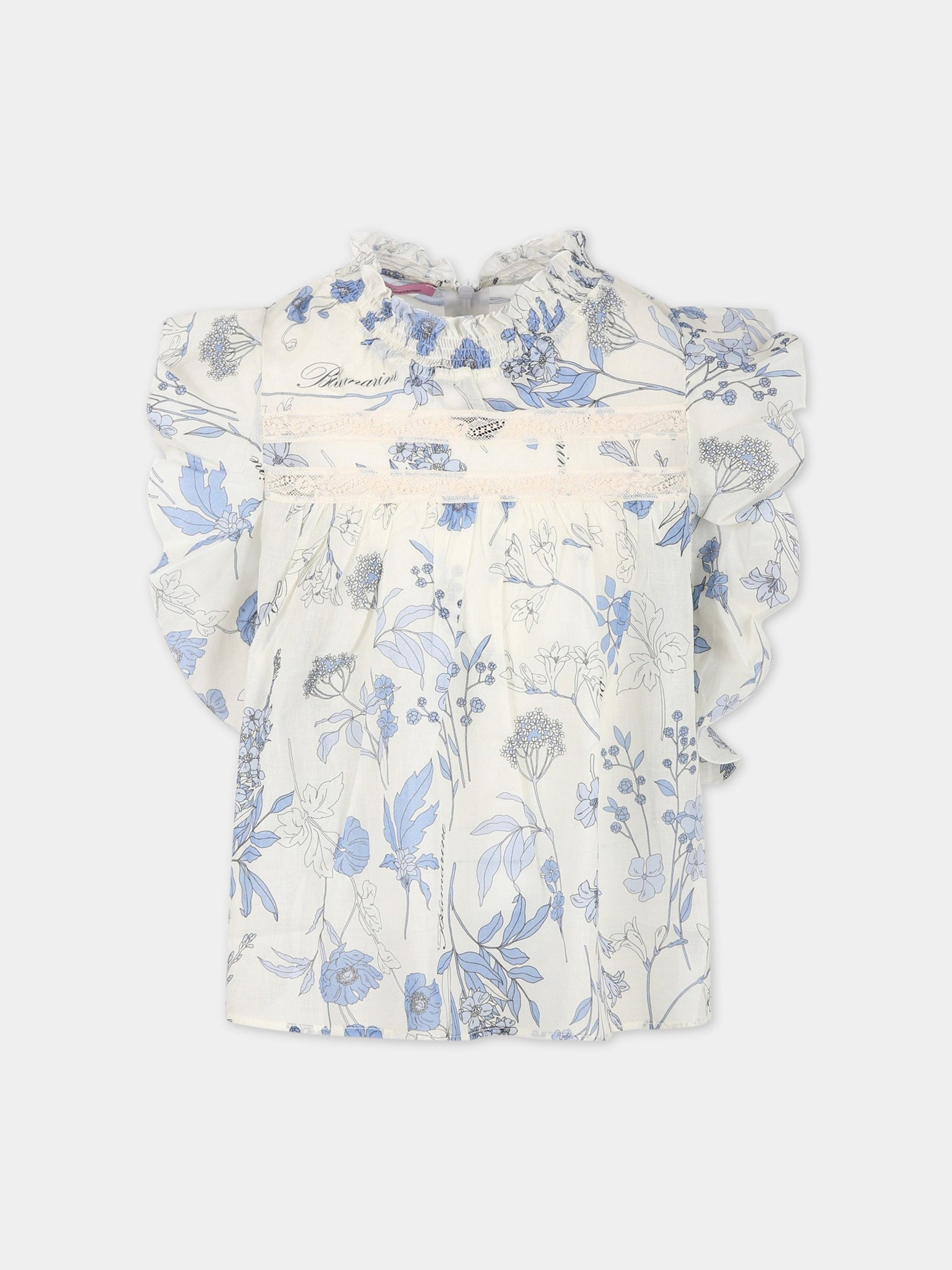 T-shirt bianca per bambina con logo,Blumarine Baby,IA3076T2523 Q9210