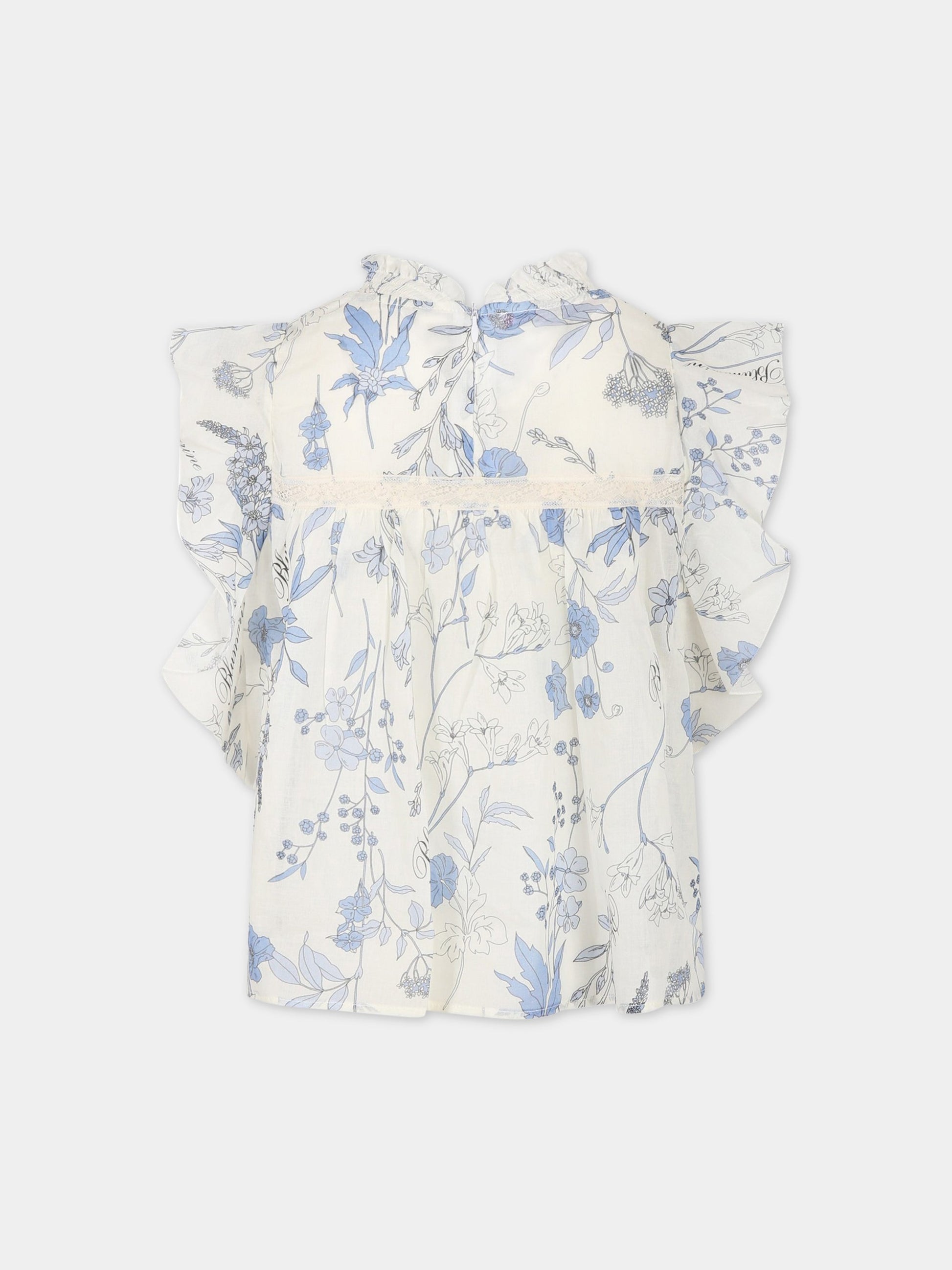 T-shirt bianca per bambina con logo,Blumarine Baby,IA3076T2523 Q9210