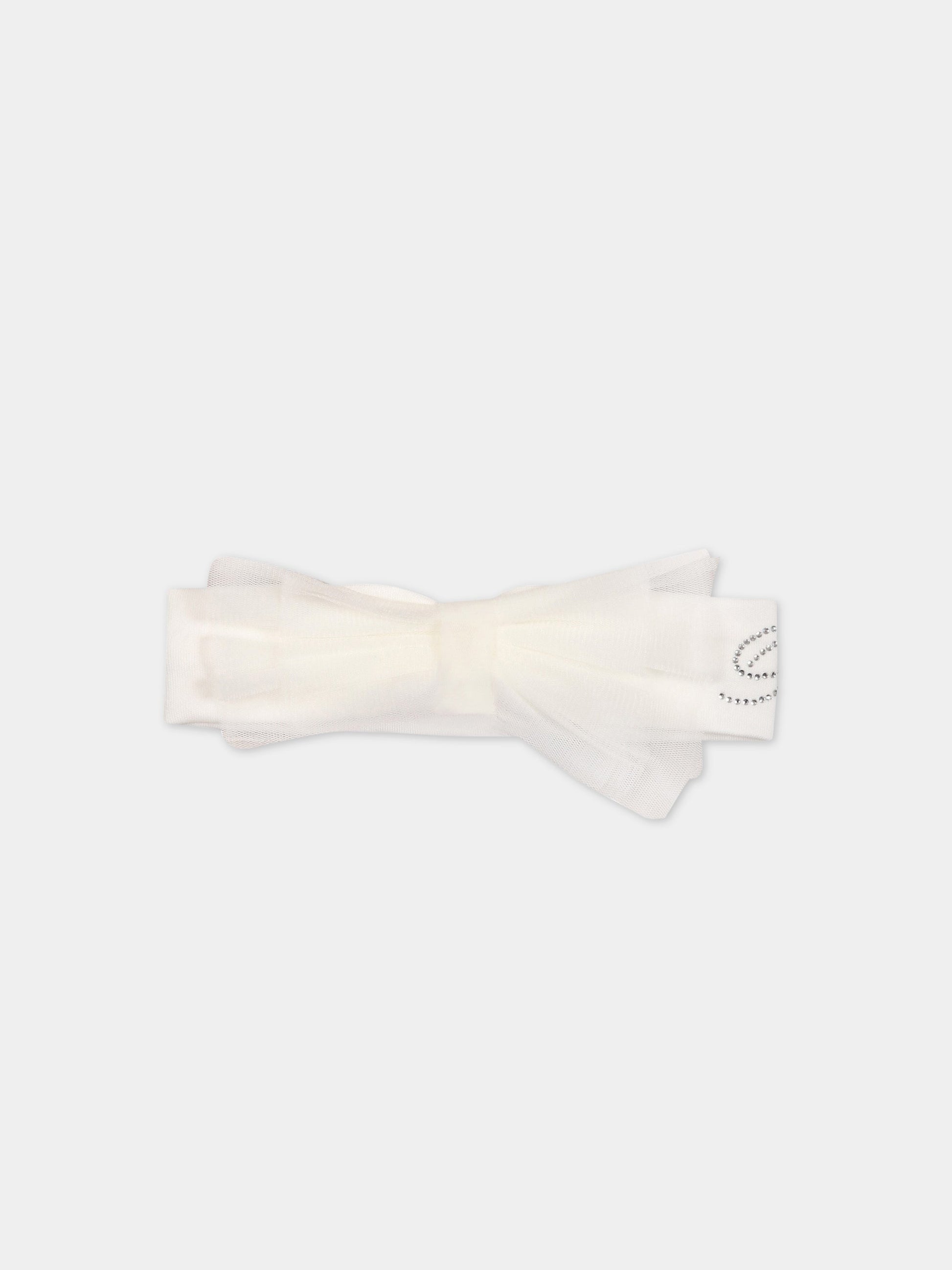 Cerchietto bianco per neonata con logo,Blumarine Baby,IA3124J6050 10602