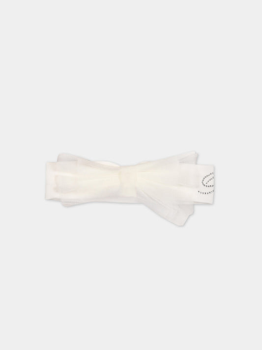 Cerchietto bianco per neonata con logo,Blumarine Baby,IA3124J6050 10602