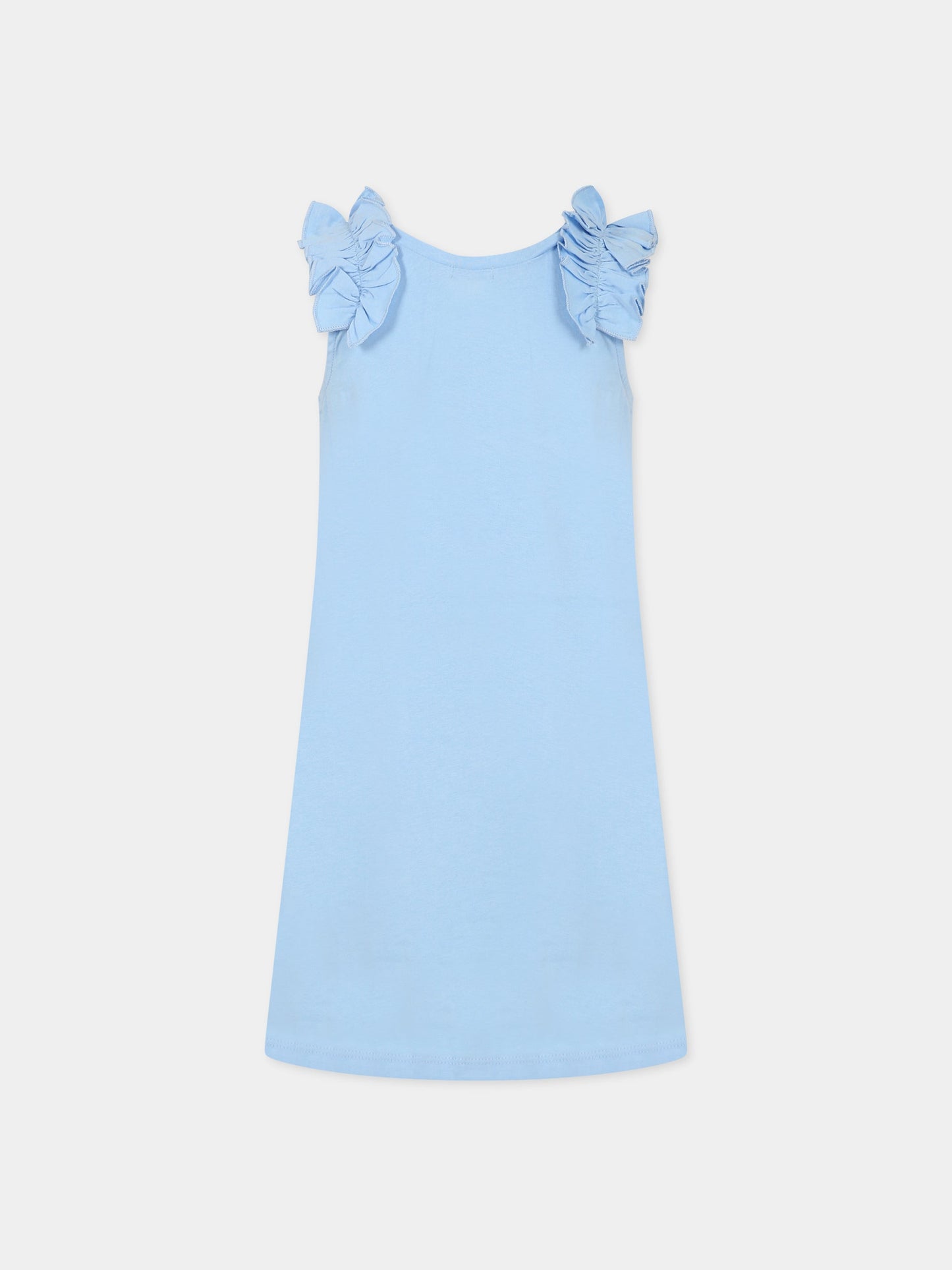 Vestito celeste per bambina con stampa ombrelli e paillette,Billieblush,U12797 798