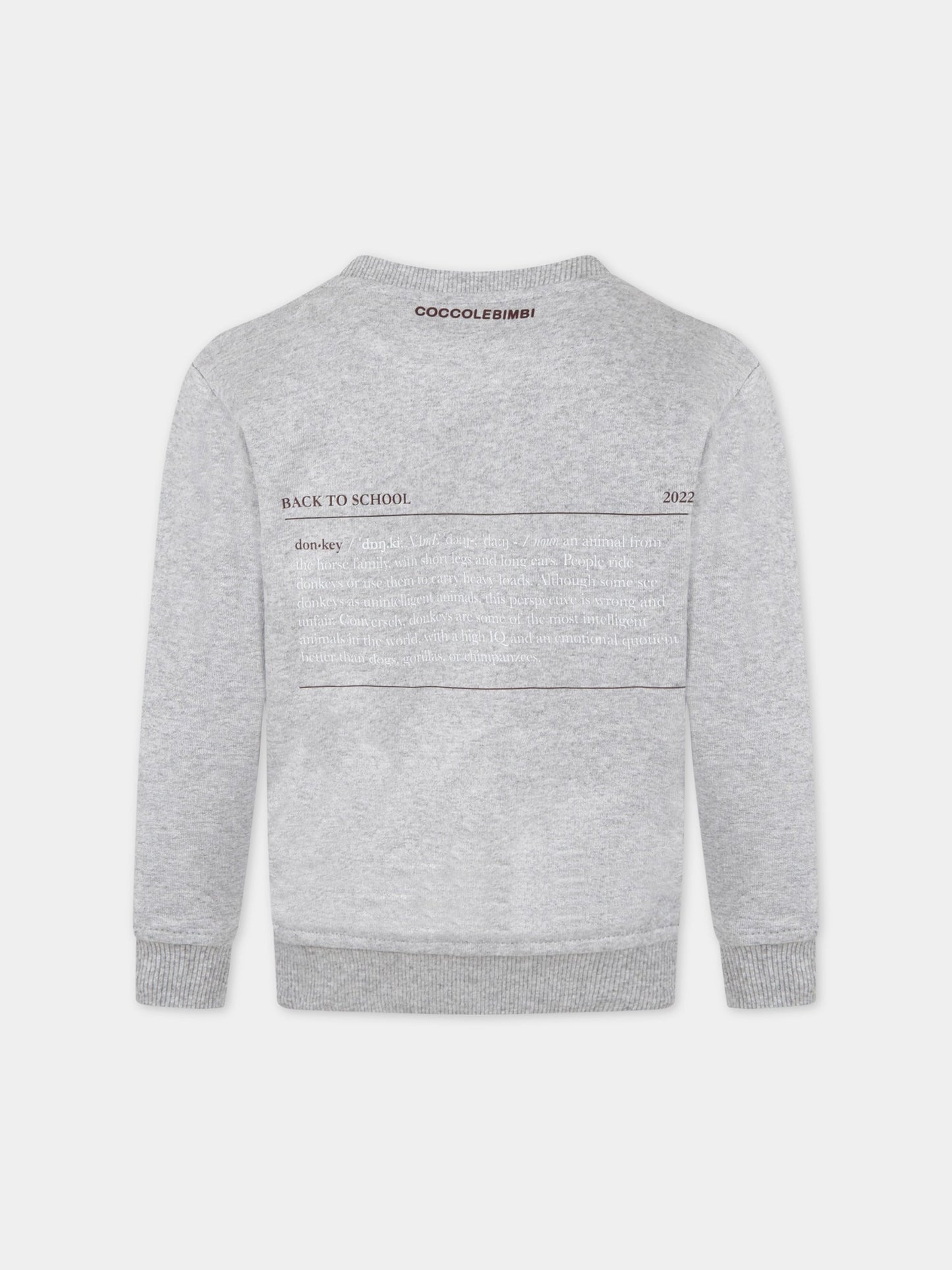 Felpa grigia  Back To School ,Coccolebimbi Bts,SWEATSHIRT GRAY