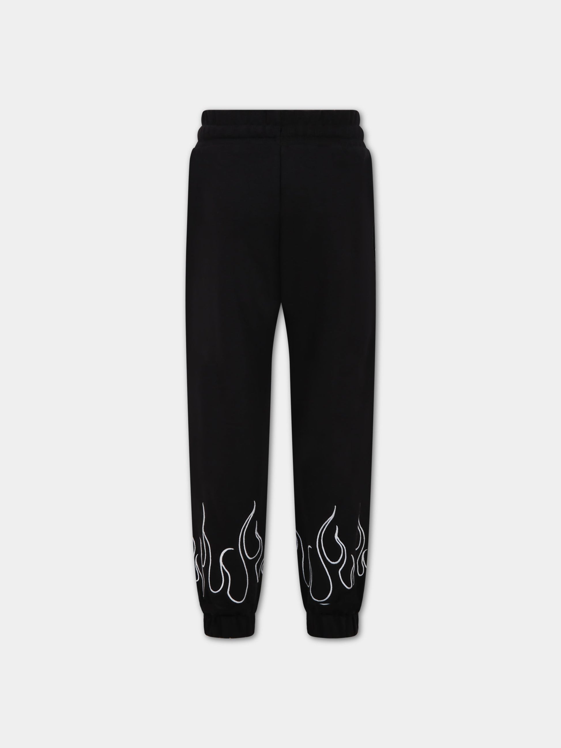 Pantaloni nero per bambino con fiamme e logo,Vision Of Super,PFV3100J BIANCO