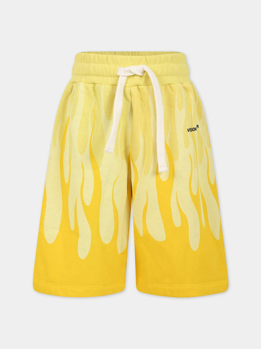Short casual giallo per bambino con logo,Vision Of Super,BFV3103J GIALLO