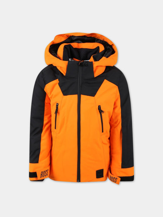 Parka arancione per bambino con loghi,Hugo Boss,J2641A 417