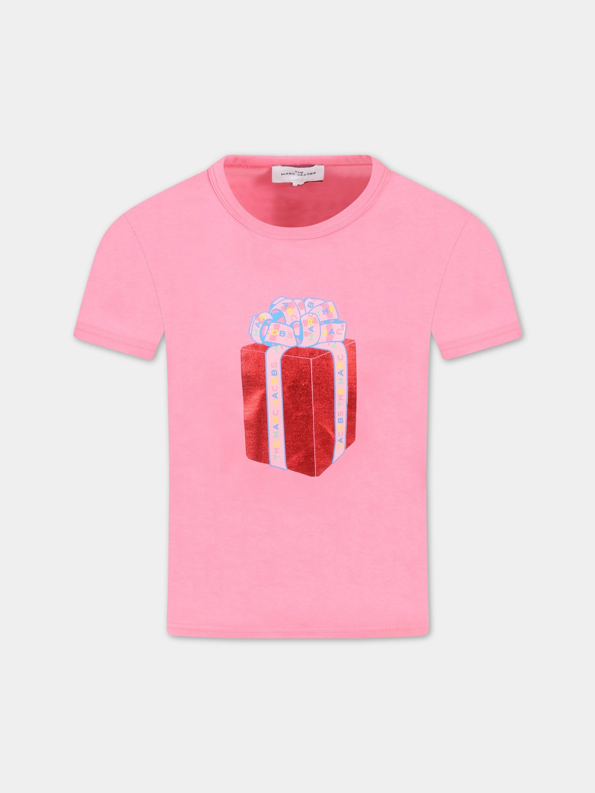 T-shirt rosa per bambina con pacco regalo,Little Marc Jacobs,W15590 49H