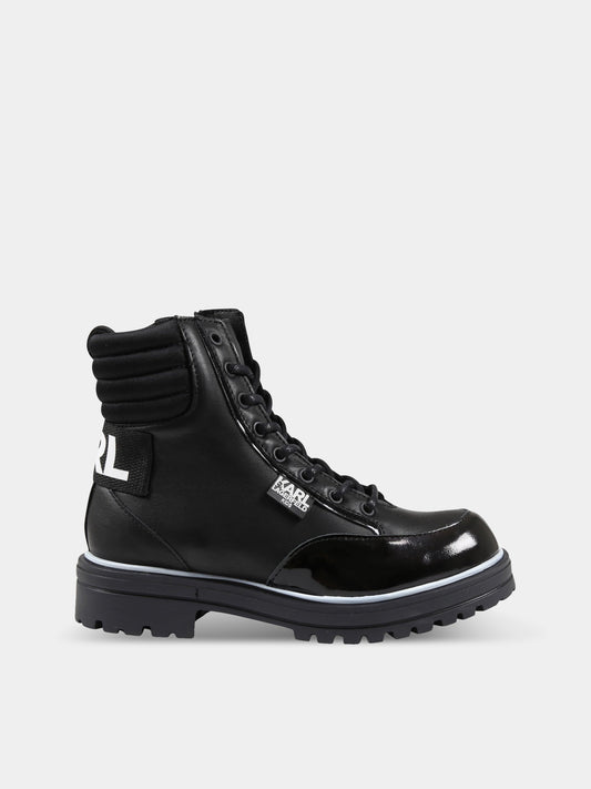 Stivali neri per bambini con logo,Karl Lagerfeld Kids,Z19063 09B