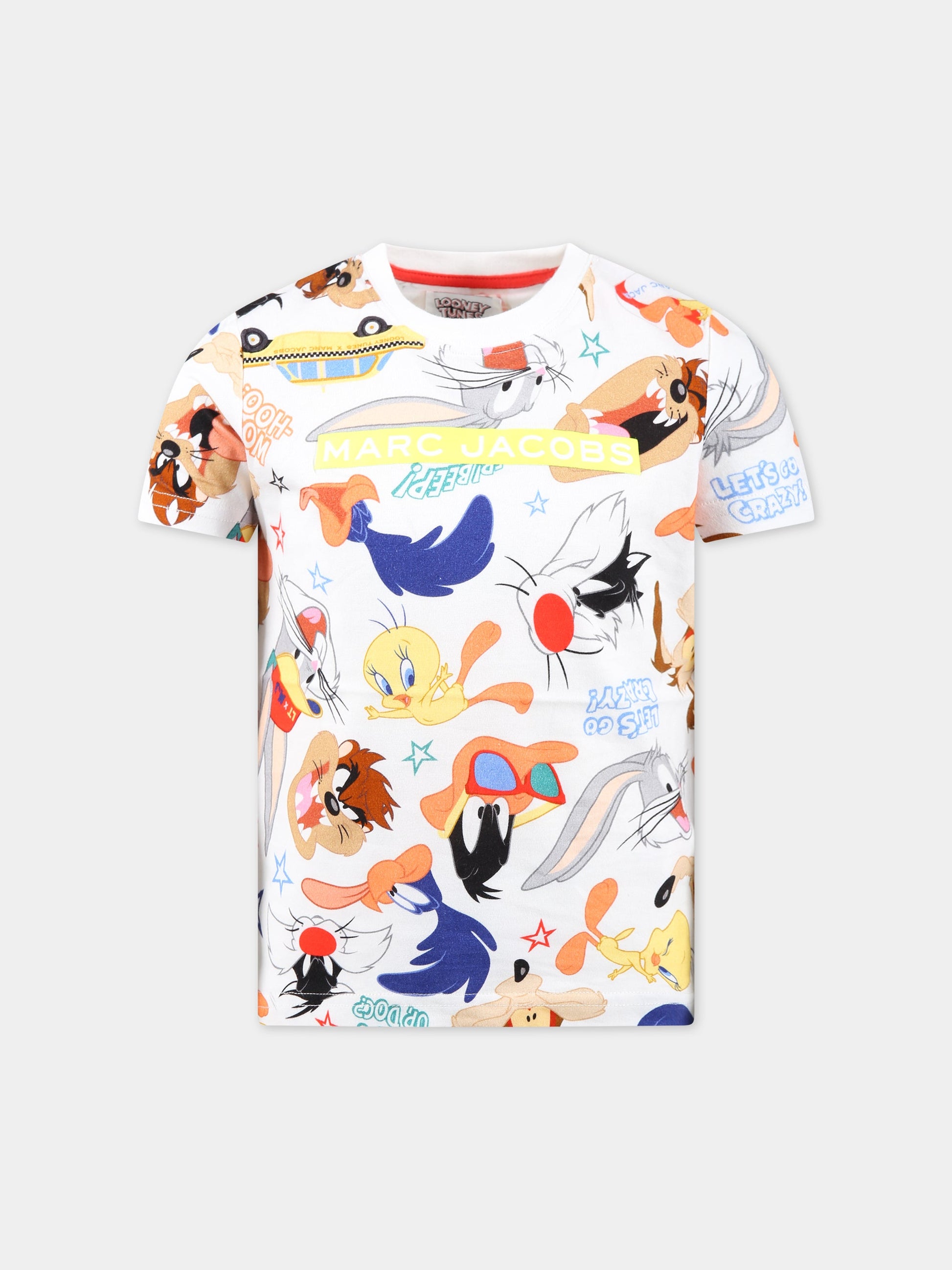 T-shirt bianca per bambino con stampa all-over,Little Marc Jacobs,W55013 10P