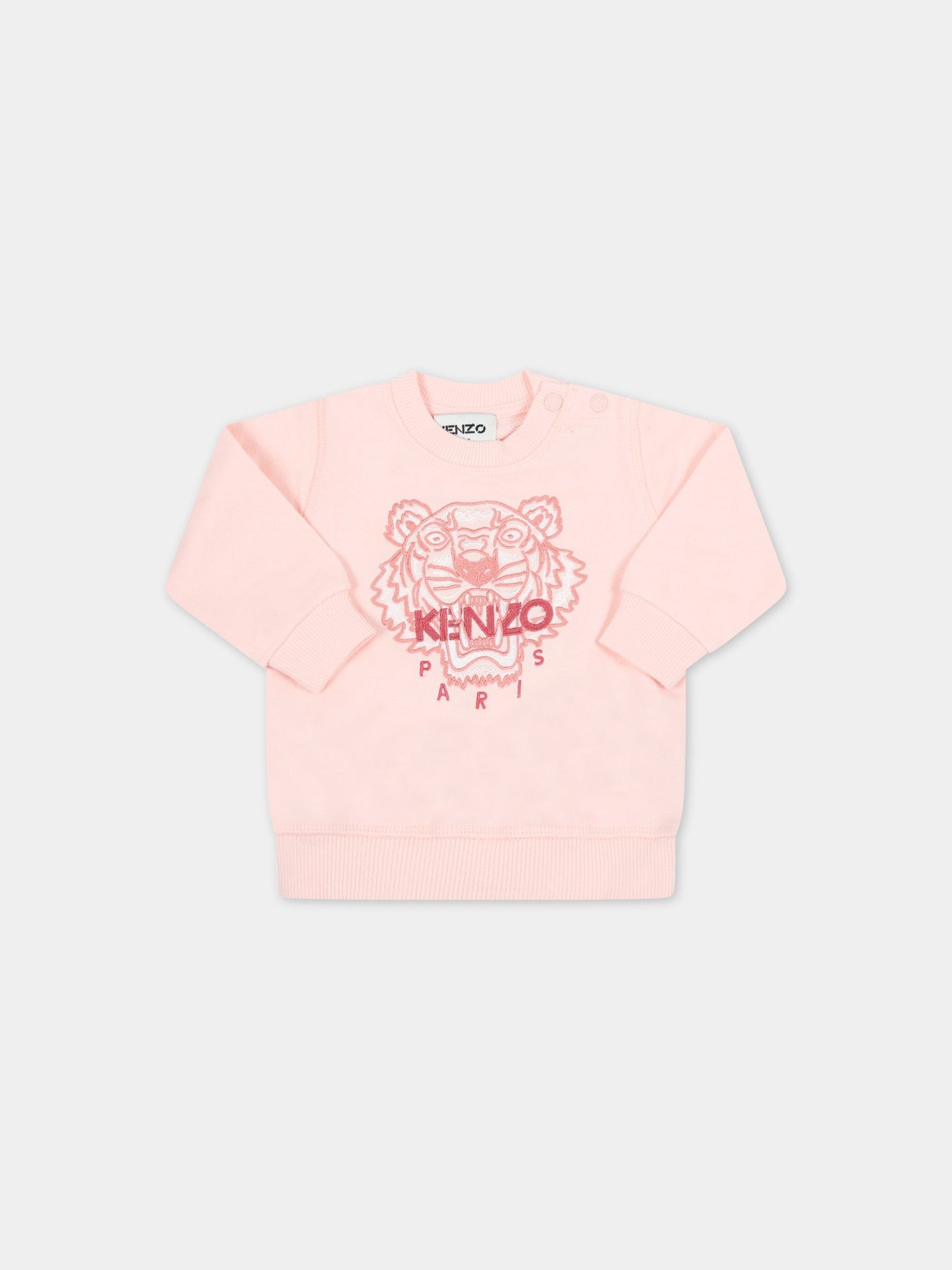 Felpa rosa per neonata con tigre,Kenzo Kids,K05082 477