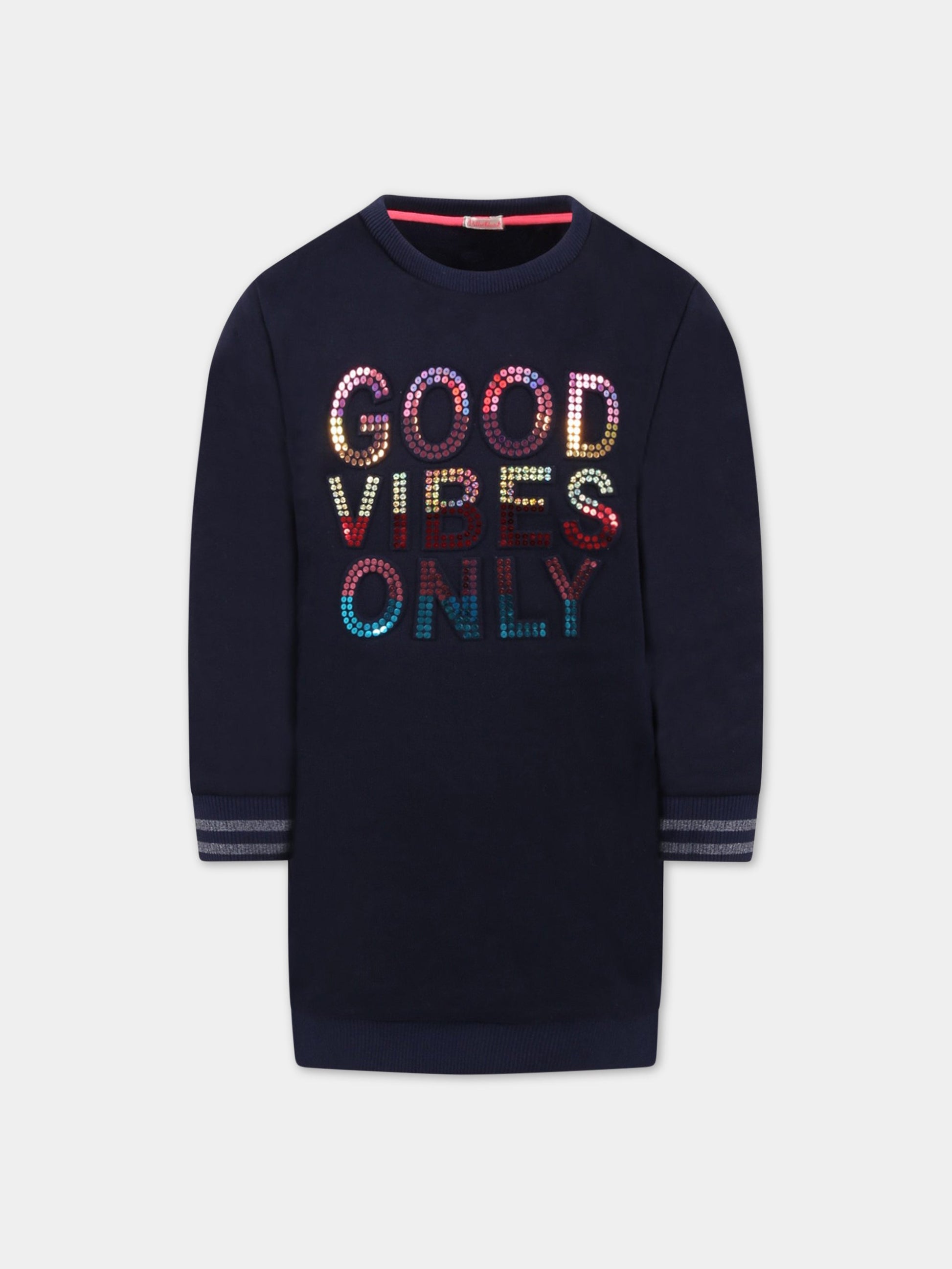 Vestito blu per bambina con scritta,Billieblush,U12673 85T