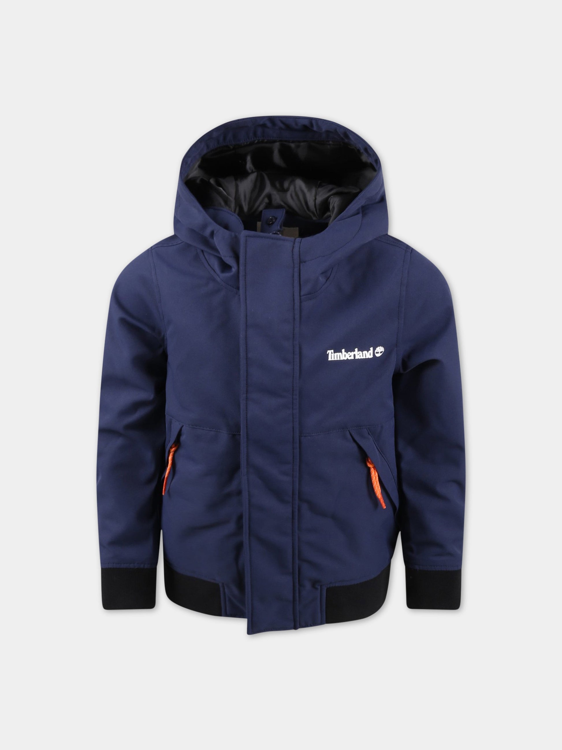 Giacca blu a vento per bambino con logo,Timberland,T26545 85T