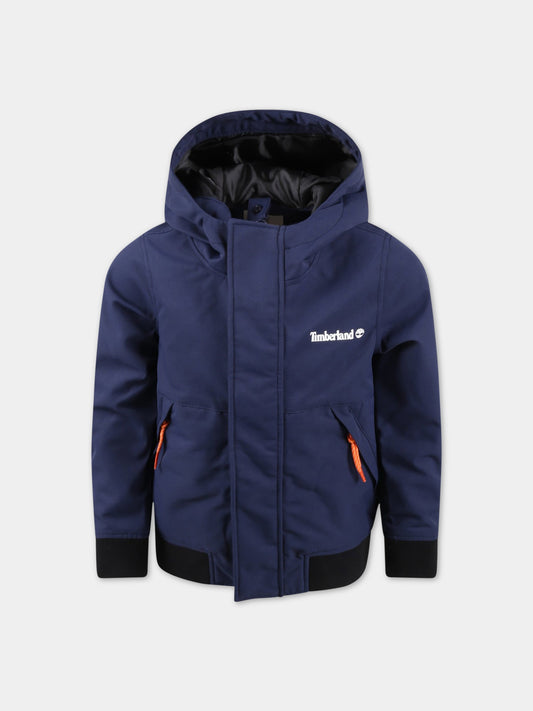 Giacca blu a vento per bambino con logo,Timberland,T26545 85T