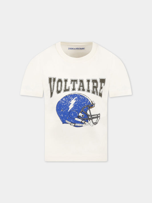 T-shirt avorio per bambino con stampa,Zadig & Voltaire Kids,X25292 140