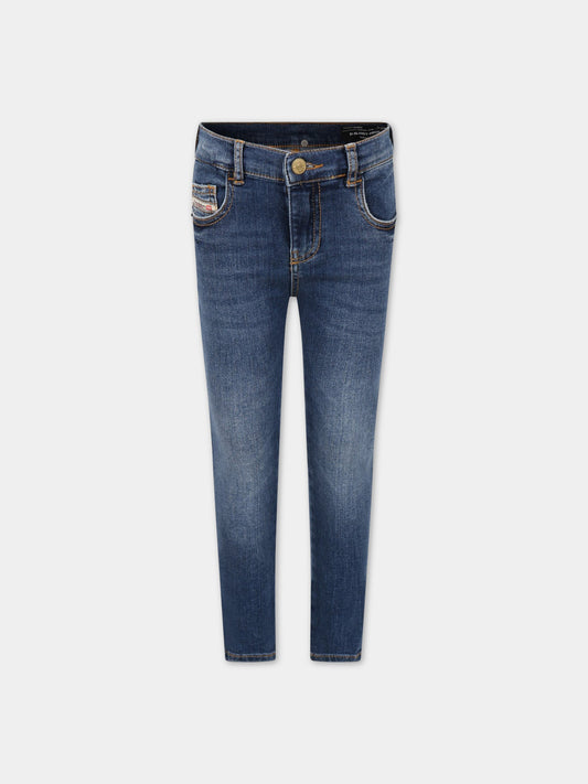 Jeans blu per bambina con logo,Diesel,00J4ZX KXBCK K01