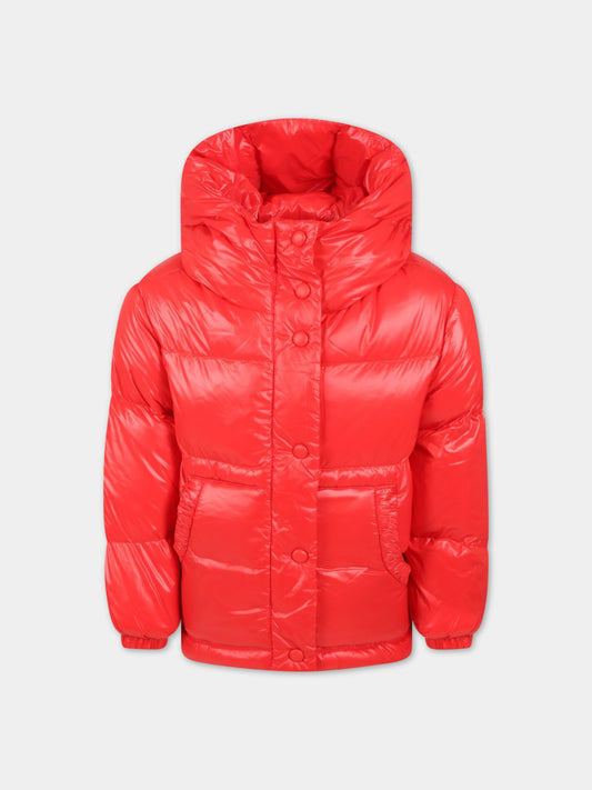 Piumino rosso per bambina con logo,Add,ADFGB009 YA283 3001
