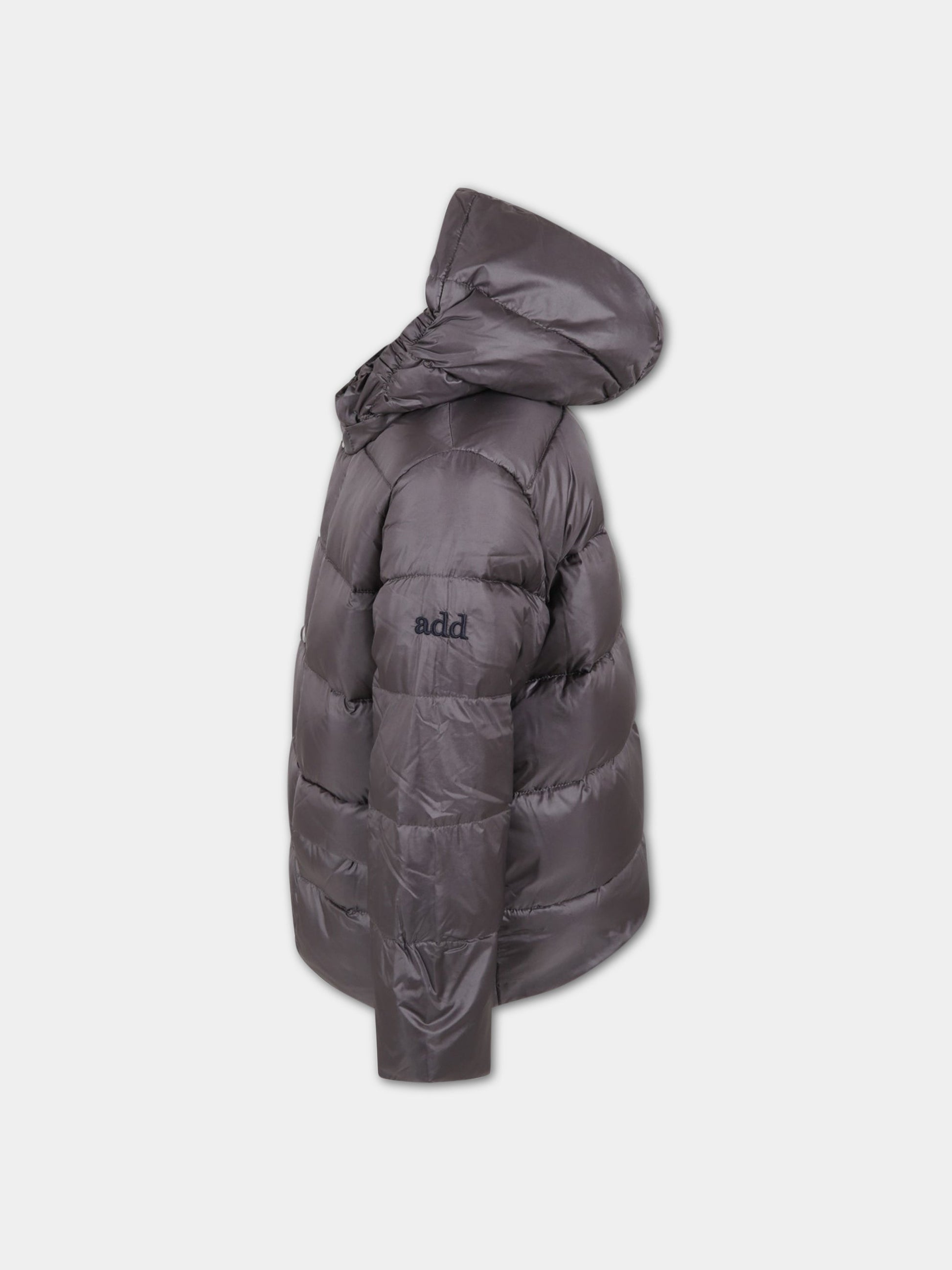 Piumino grigio per bambino con logo,Add,ADMGB002 YA278 5010