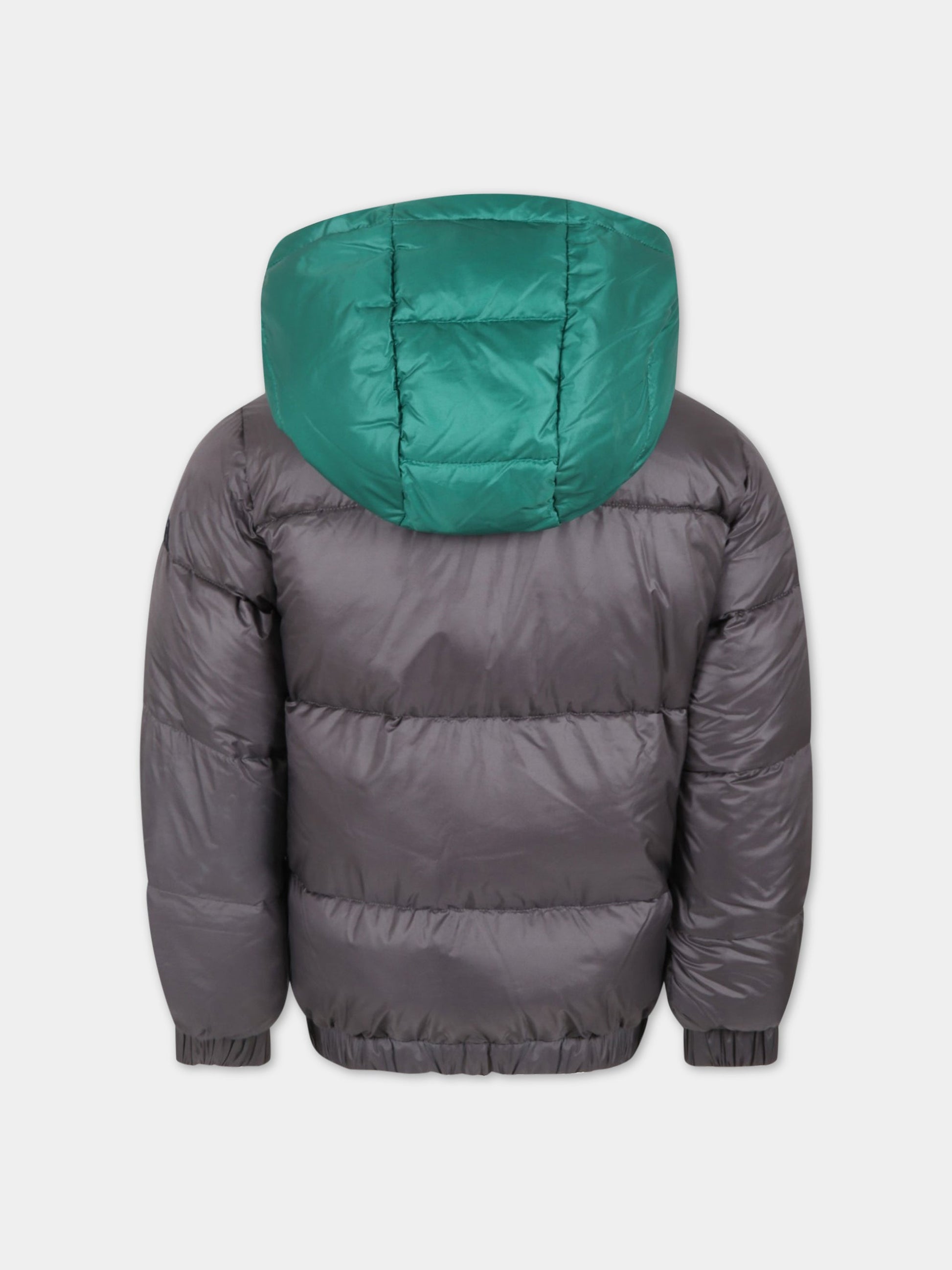 Piumino grigio per bambino con logo,Add,ADMGB010 YA278 5010