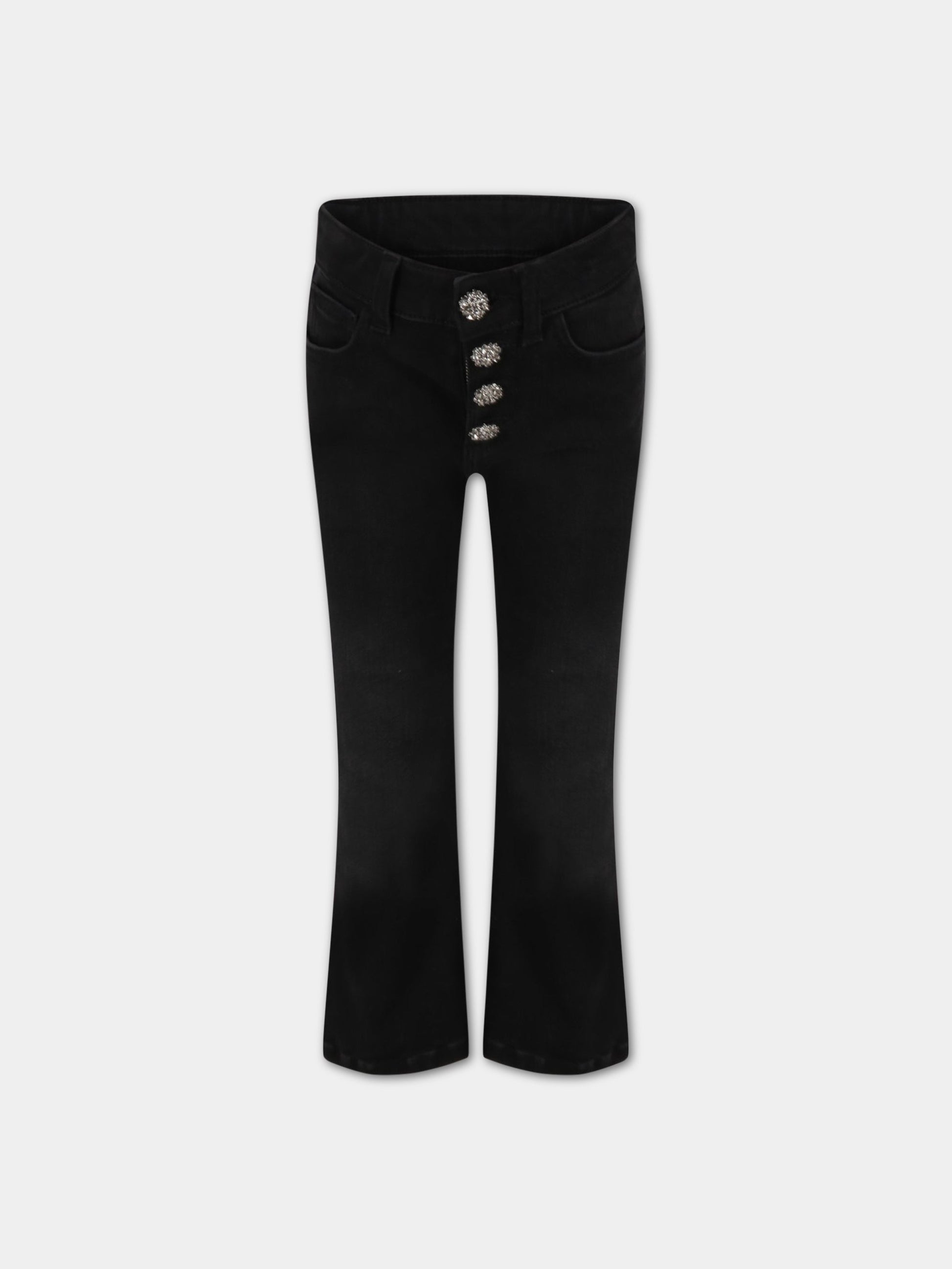 Jeans  Janie  neri per bambina con bottoni in strass,Dondup Kids,DFPA92 YD027 N020