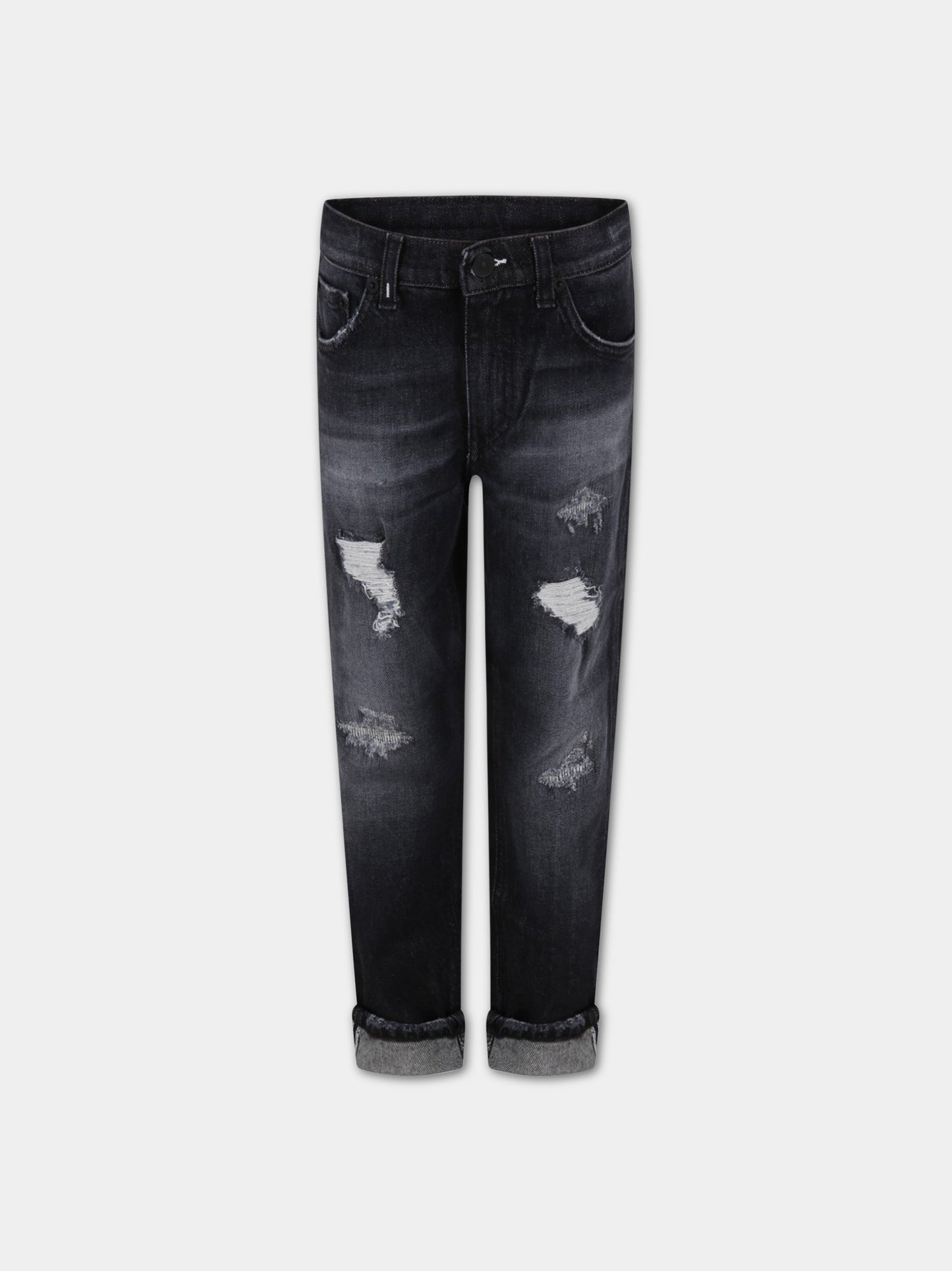 Jeans  Brighton  nero per bambino con patch logato,Dondup Kids,DMPA164 YD027 N020