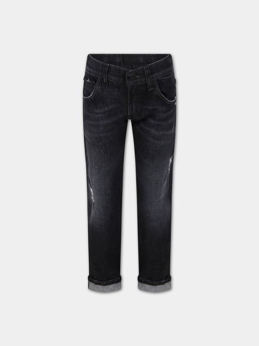 Jeans  Brady  grigi per bambino con patch logato,Dondup Kids,DMPA165 YD027 N020