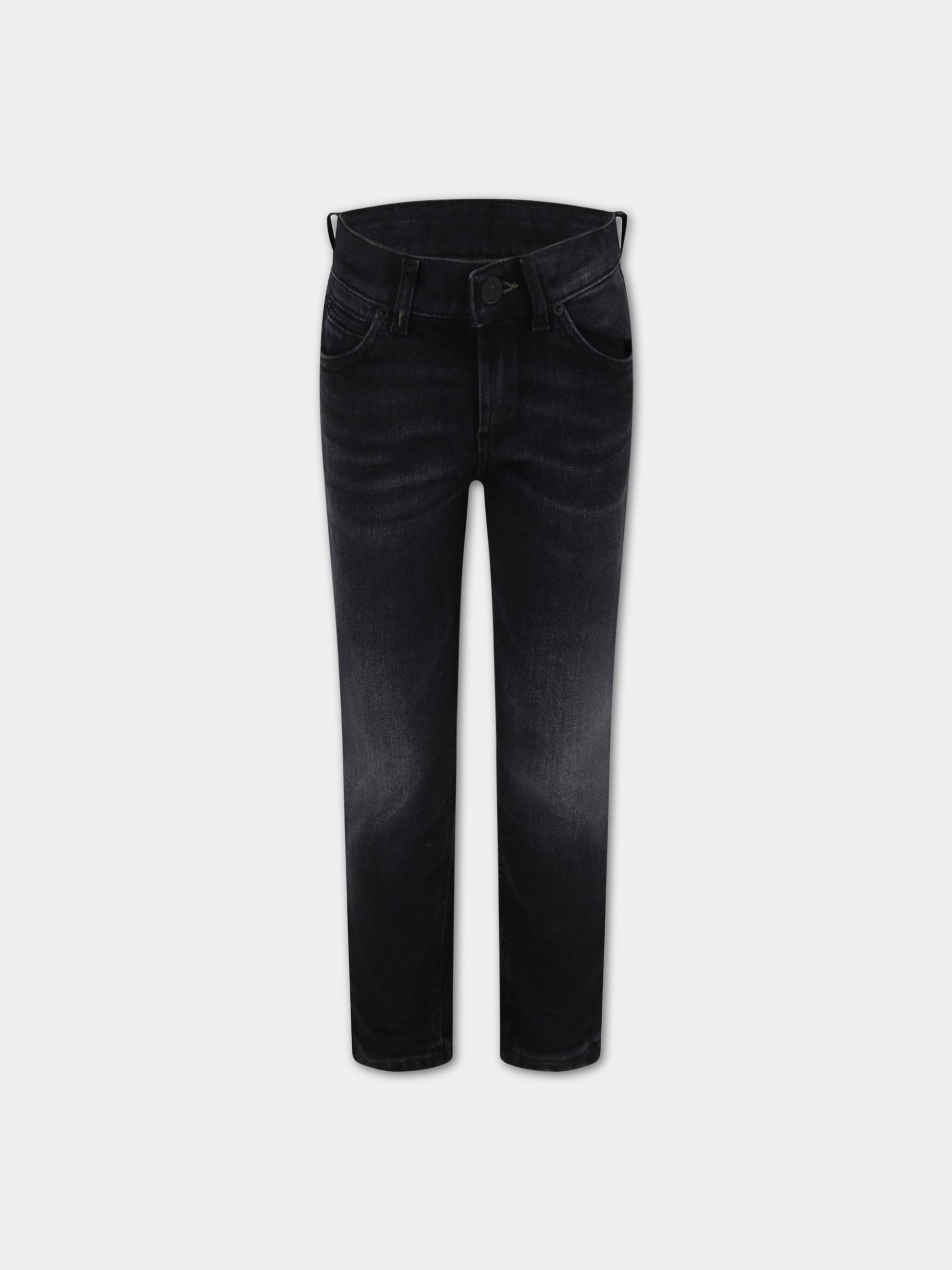 Jeans  George  nero per bambino con patch logato,Dondup Kids,DMPA168 YD027 N020