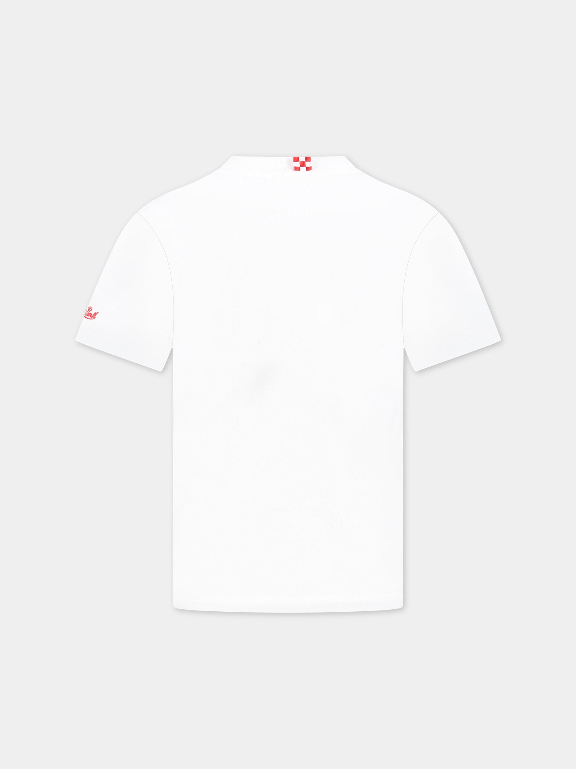 T-shirt bianca per bambino con Snoopy e logo,Mc2 Saint Barth,TSHIRT BOY SNOOPY PADEL 01N EMB