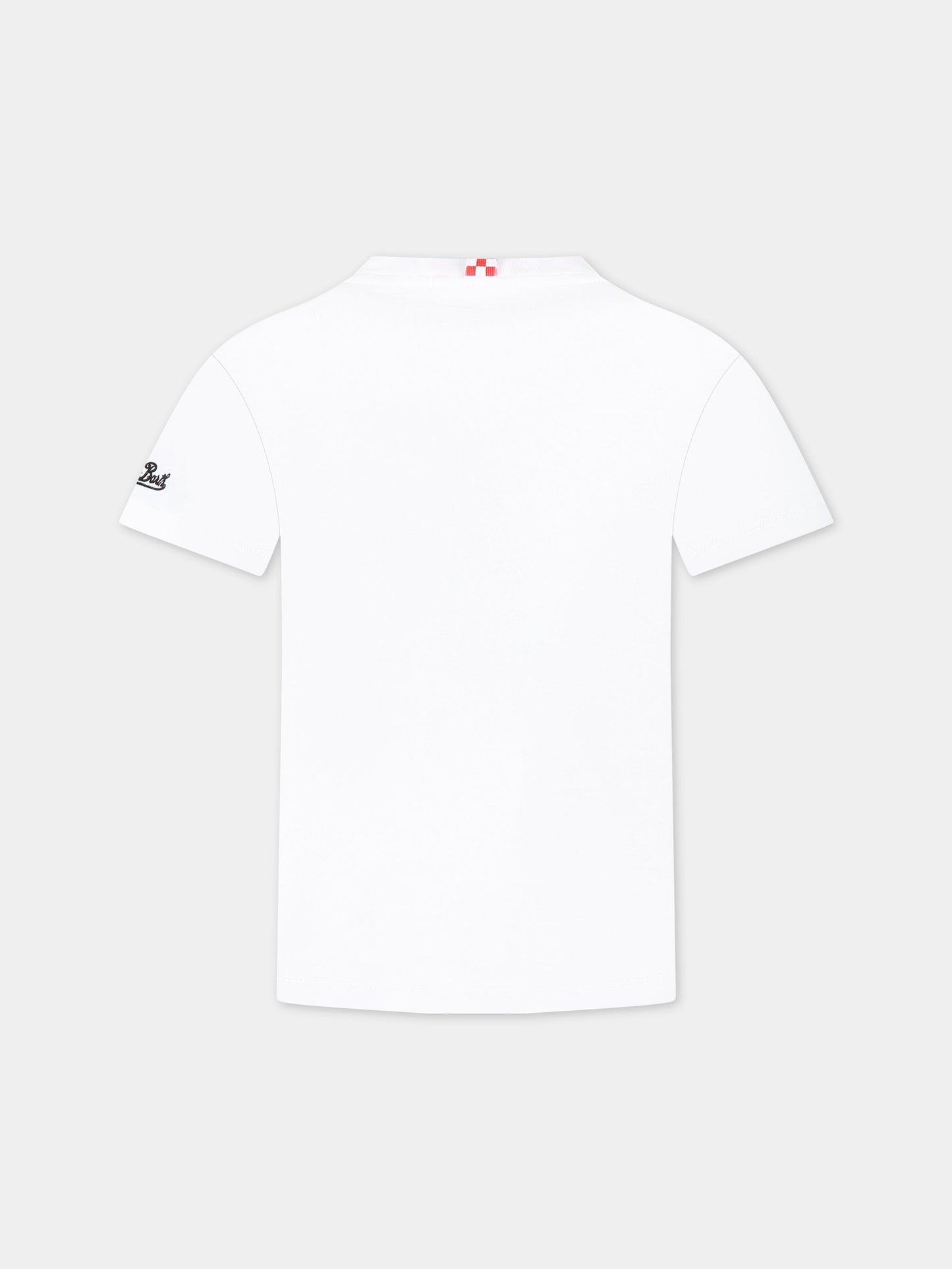 T-shirt bianca per bambino con stampa Puffo, scritta  I hate homework  e logo,Mc2 Saint Barth,TSHIRT BOY SMURF HW 01N