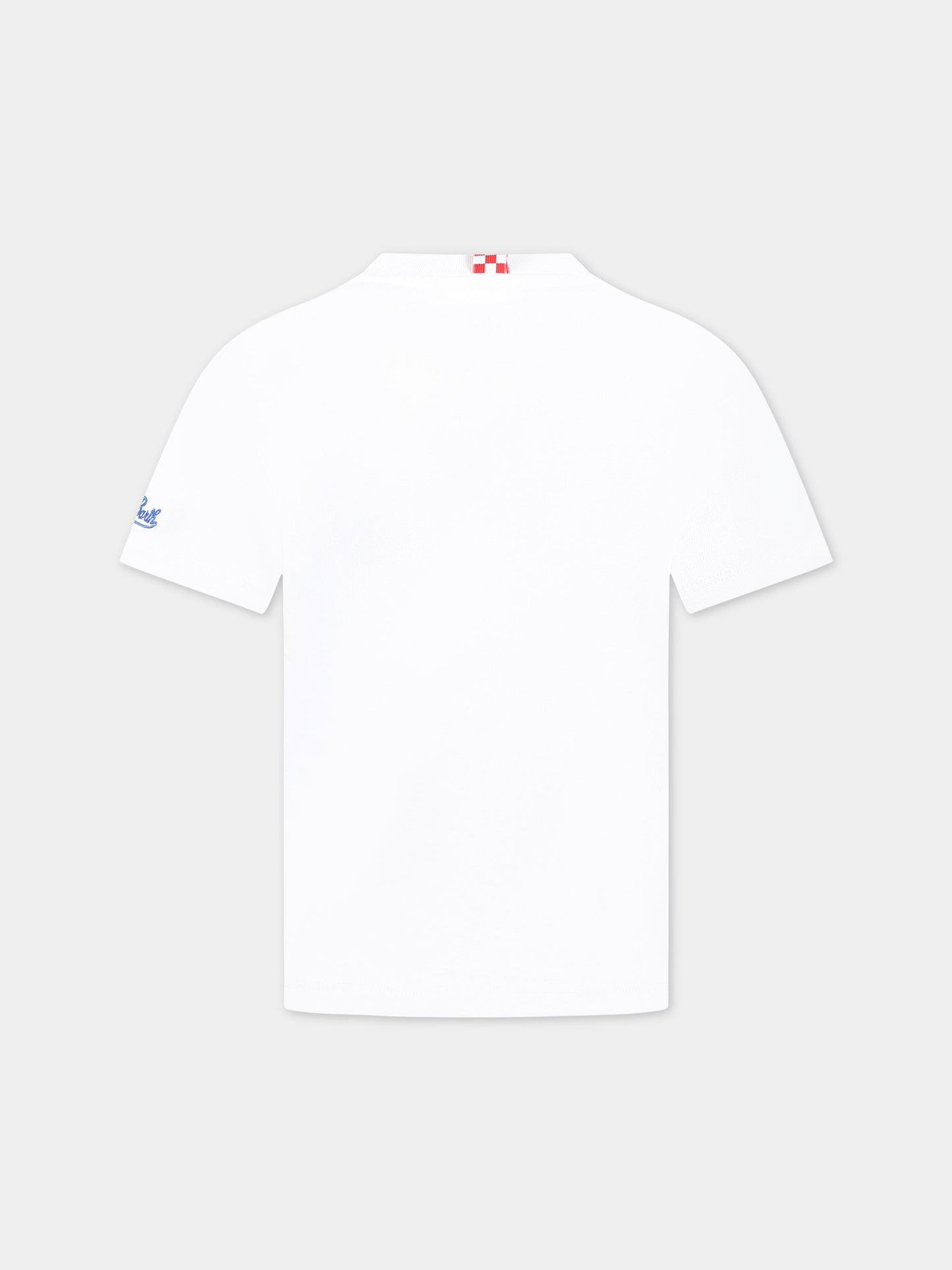 T-shirt bianca per bambini con stampa Estathé, scritta  Ho voglia di Estate  e logo,Mc2 Saint Barth,EDDY PEACH ESTATHE 01N EMB