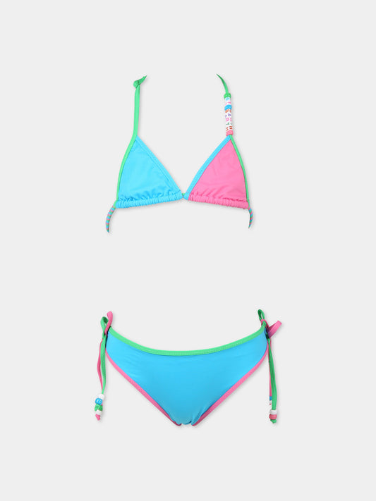 Bikini multicolor per bambina con charm e logo,Mc2 Saint Barth,HOLLY STRING 322357 CHARMS