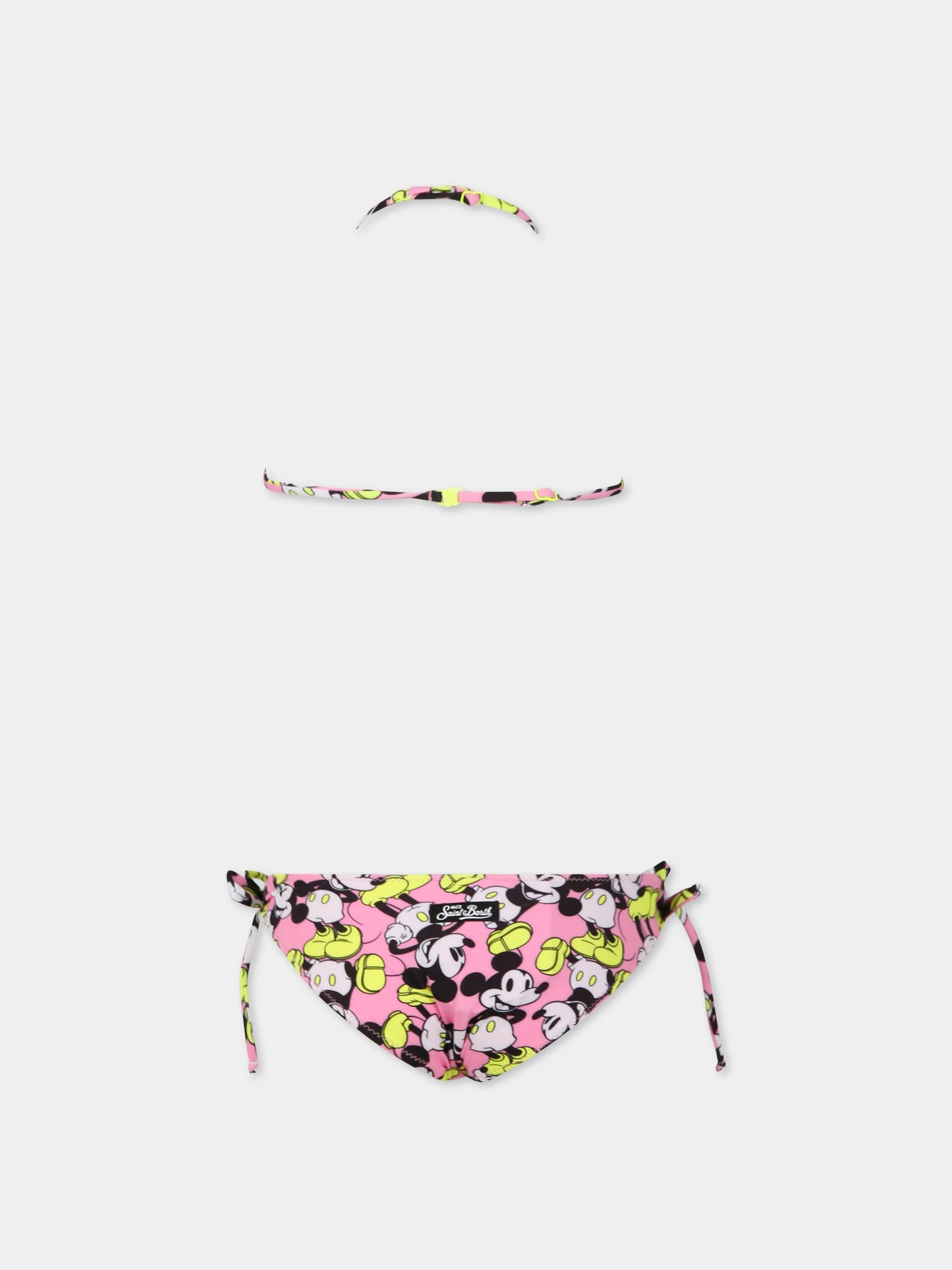 Bikini rosa per bambina con stampa Topolino e logo,Mc2 Saint Barth,HOLLY MICKEY SMILE 25