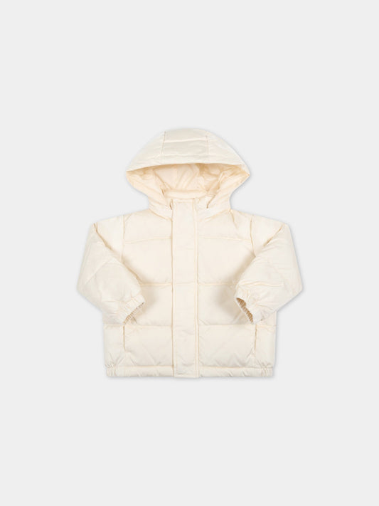 Piumino avorio per neonati con logo grigio,Add,ADNGB002 YA176 000