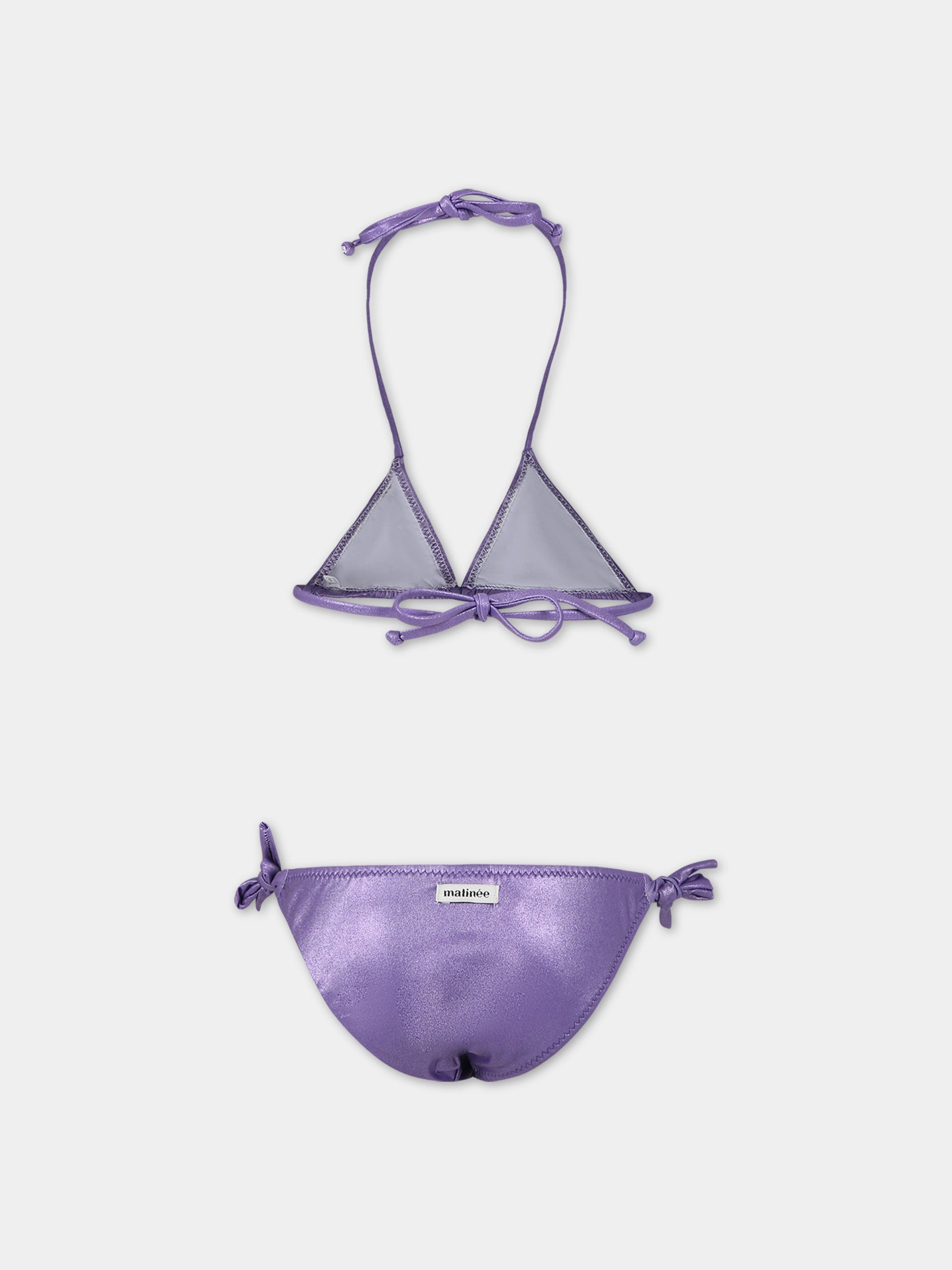 Bikini viola per bambina con logo,Matineè,CC4007 PETITE CAMILLE LAMINA LILLA